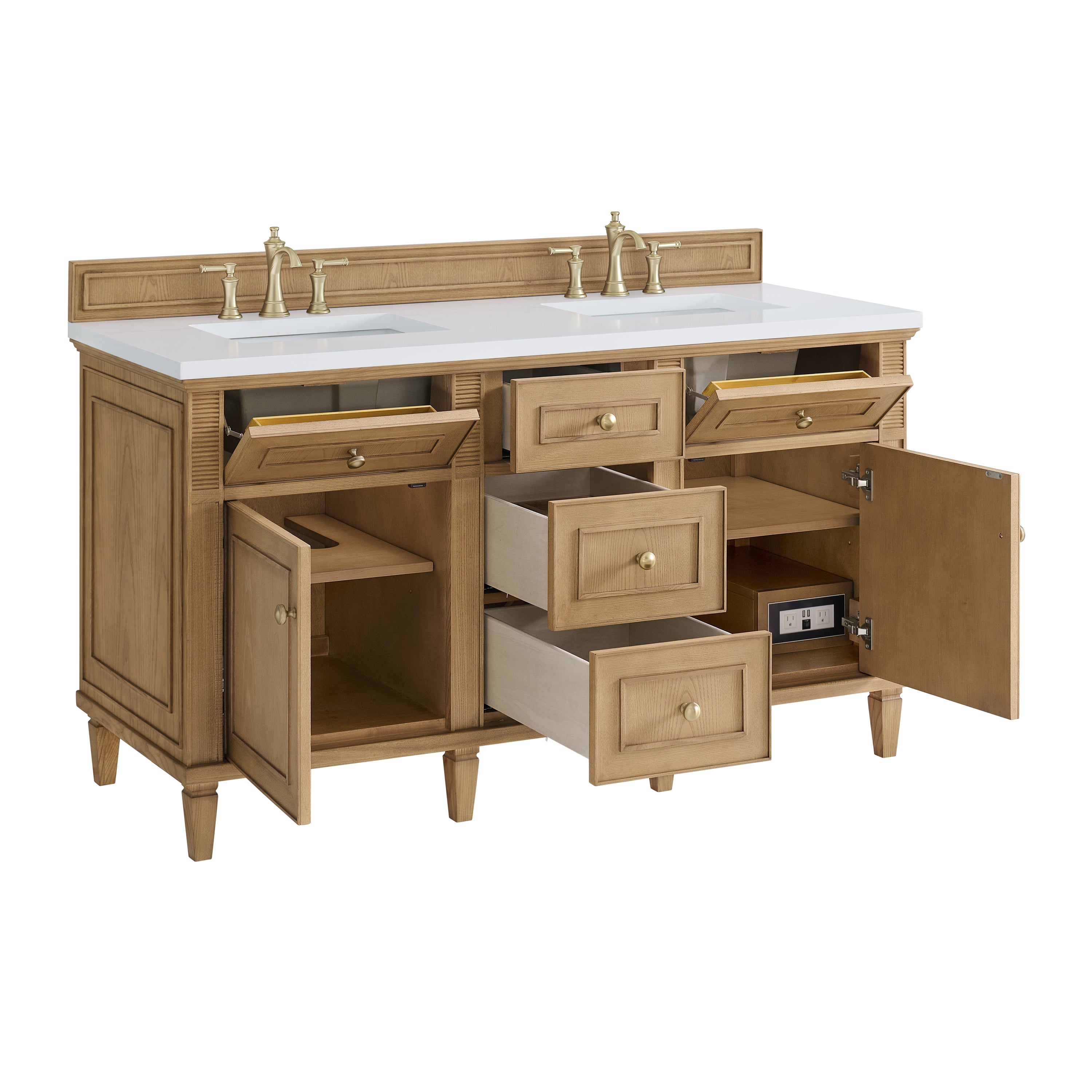 James Martin Lorelai 60" Double Vanity in Light Natural Oak with 3cm Countertop