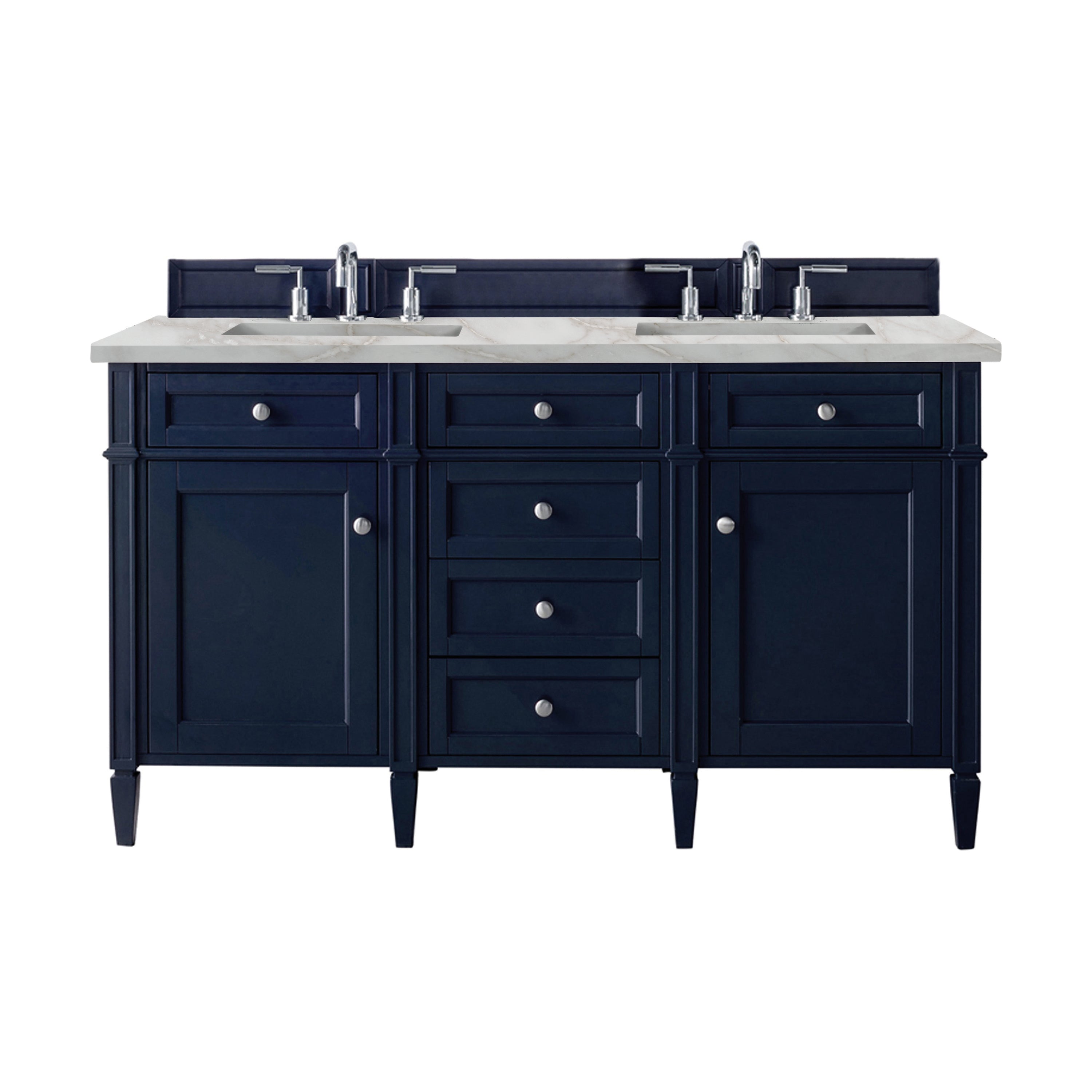 James Martin Brittany 60" Double Vanity in Victory Bleu with 3cm Countertop and FreePower Wireless Charger