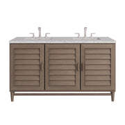 James Martin Portland 60" Double Vanity in Whitewashed Walnut with 3cm Countertop and FreePower Wireless Charger