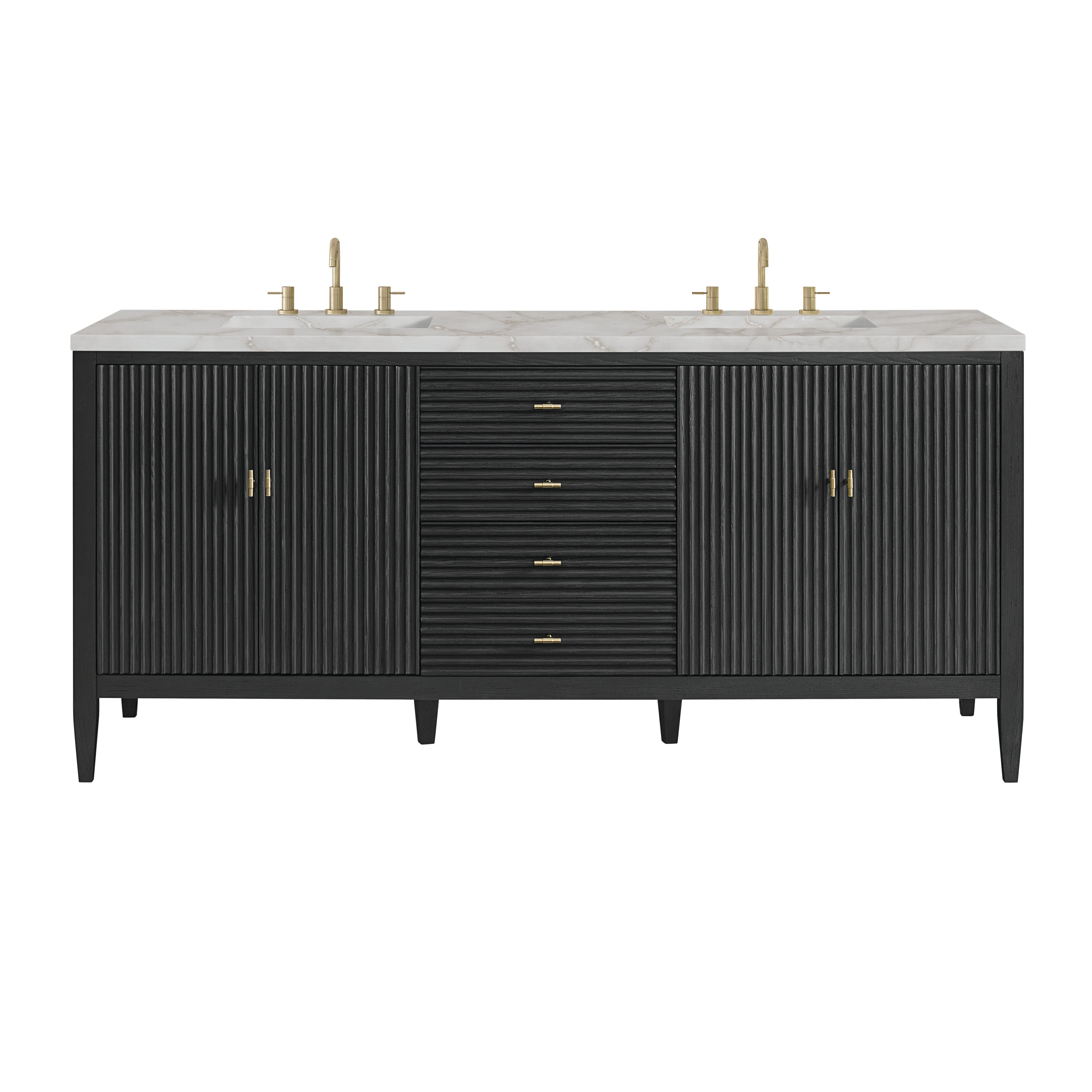 James Martin Myrrin 72" Double Vanity in Carbon Oak with 3cm Countertop