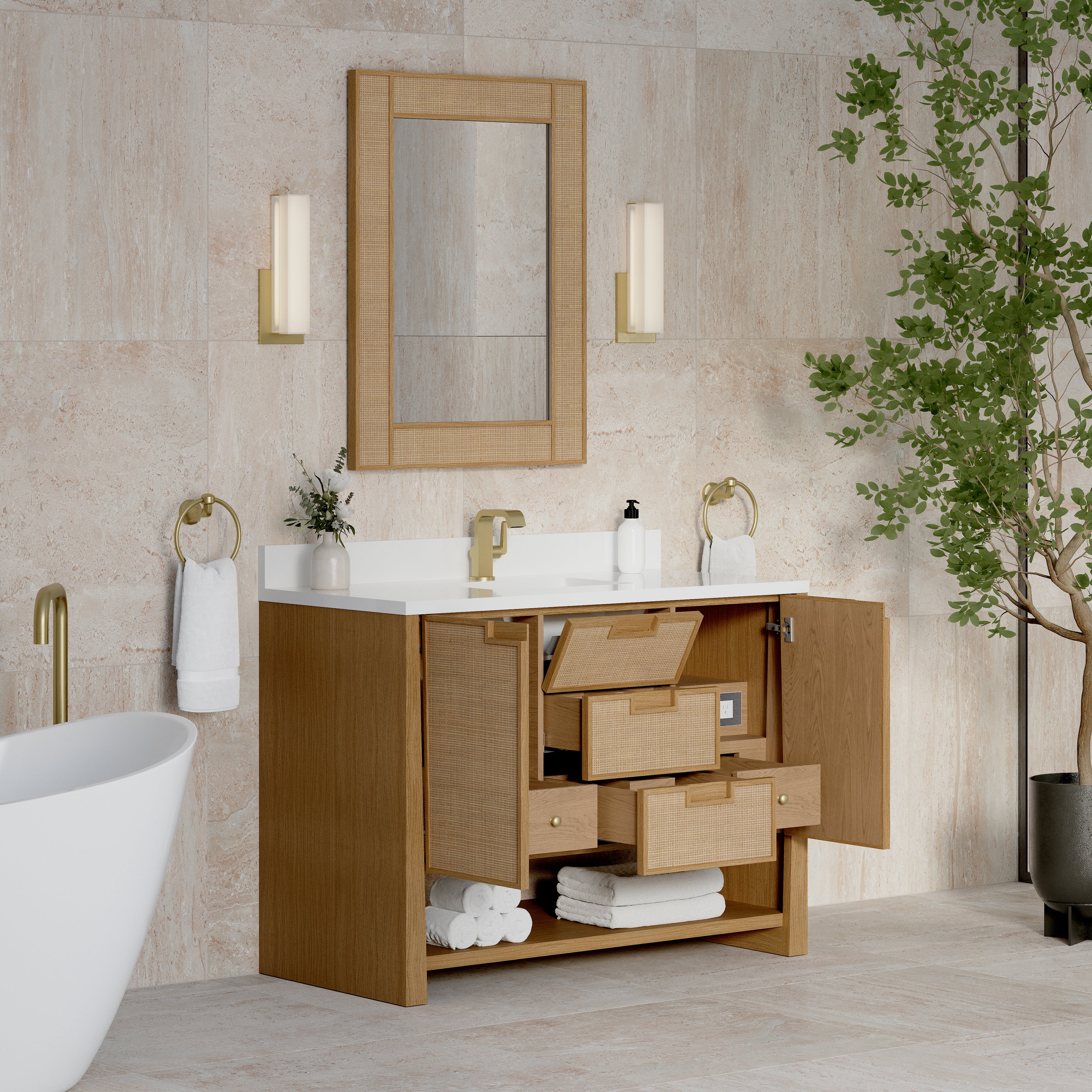 James Martin Solene 48" Single Vanity in Seaside Oak with 3cm Countertop