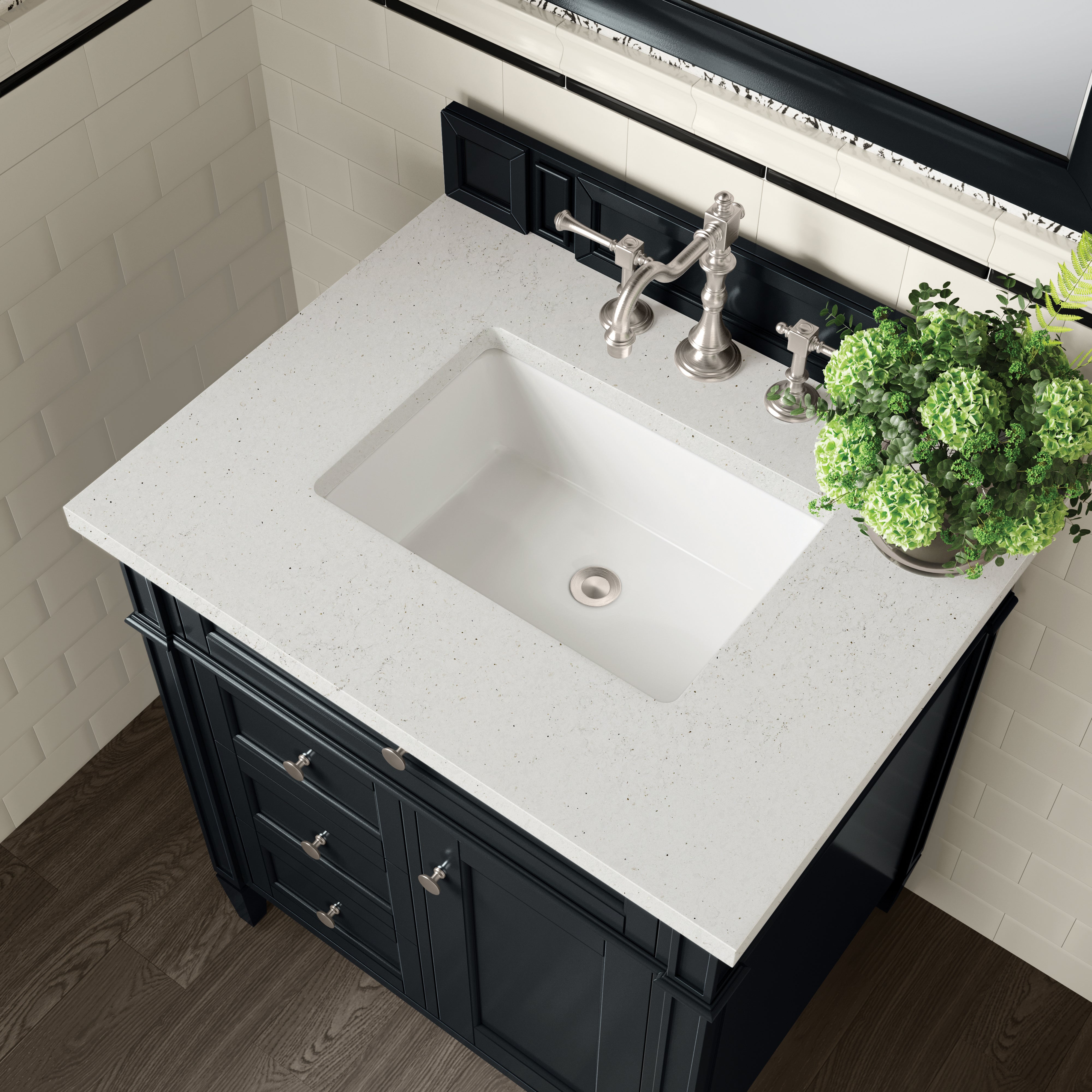 James Martin Brittany 30" Single Vanity in Black Onyx with 3cm Countertop