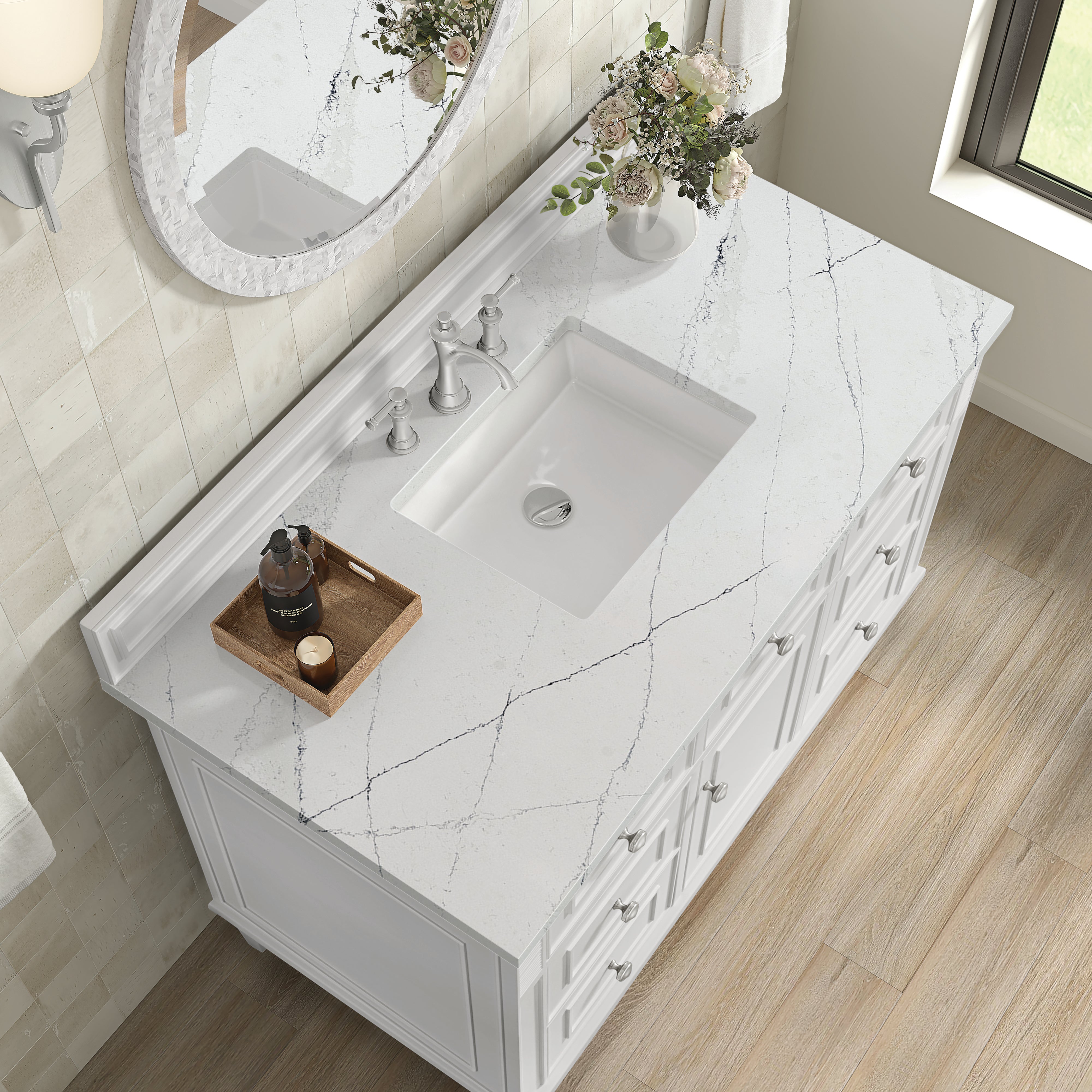 James Martin Lorelai 48" Single Vanity in Bright White with 3cm Countertop