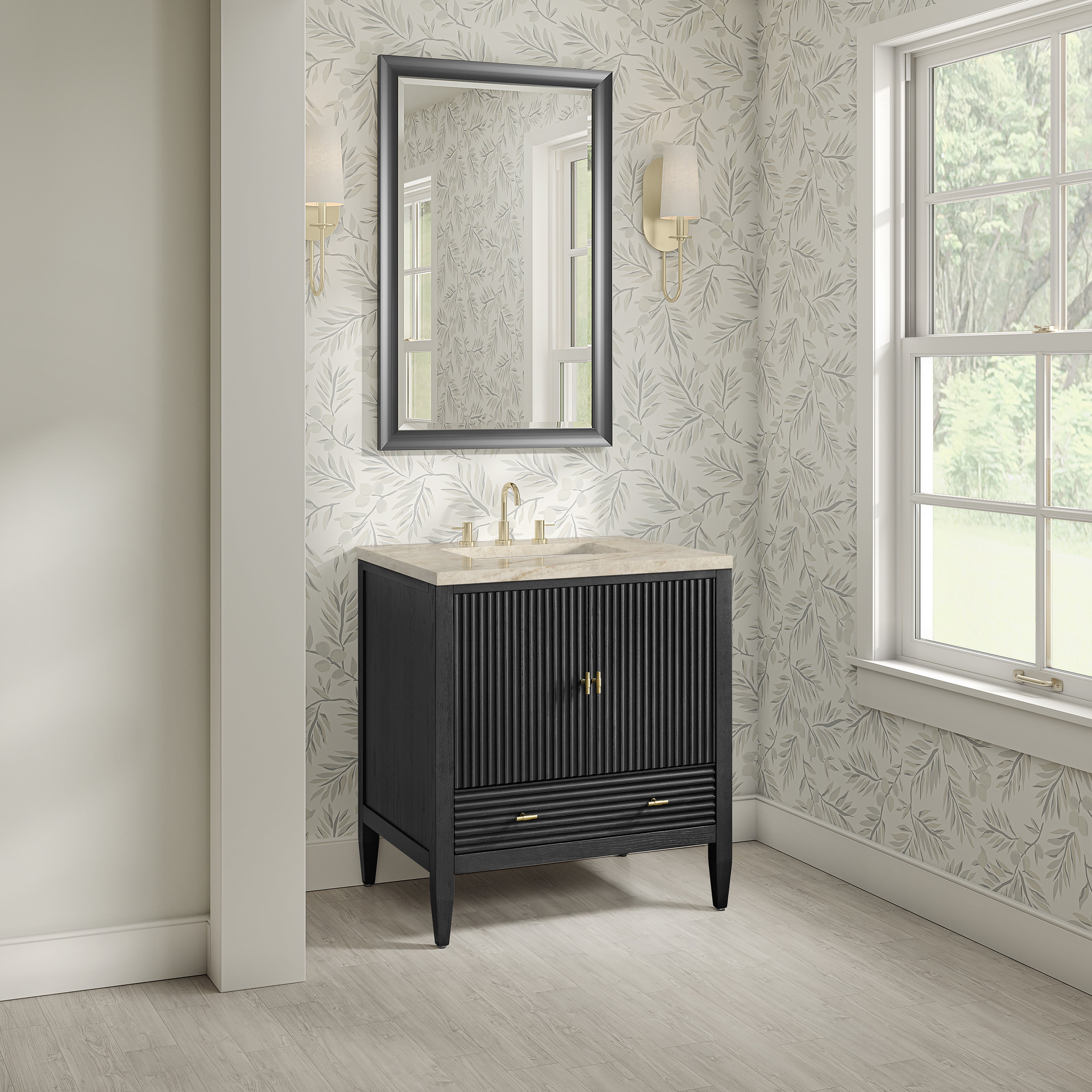 James Martin Myrrin 30" Single Vanity in Carbon Oak with 3cm Countertop