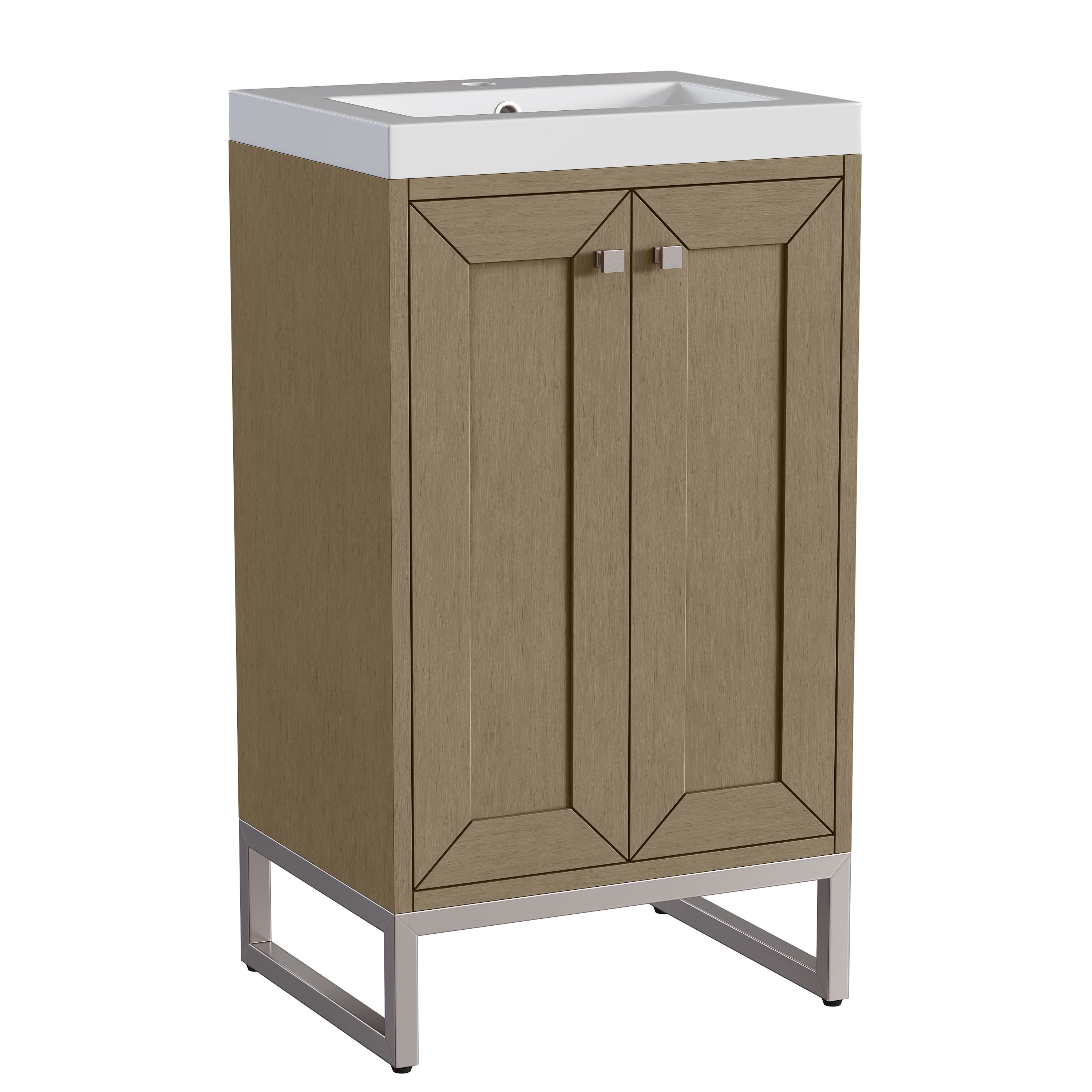 James Martin Chianti 20" Single Vanity in Glossy White with White Glossy Composite Stone Top