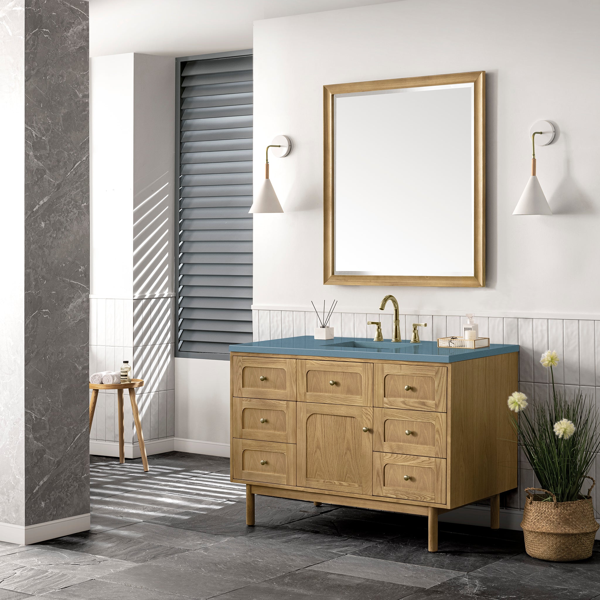 James Martin Laurent 48" Single Vanity in Light Natural Oak with 3cm Countertop