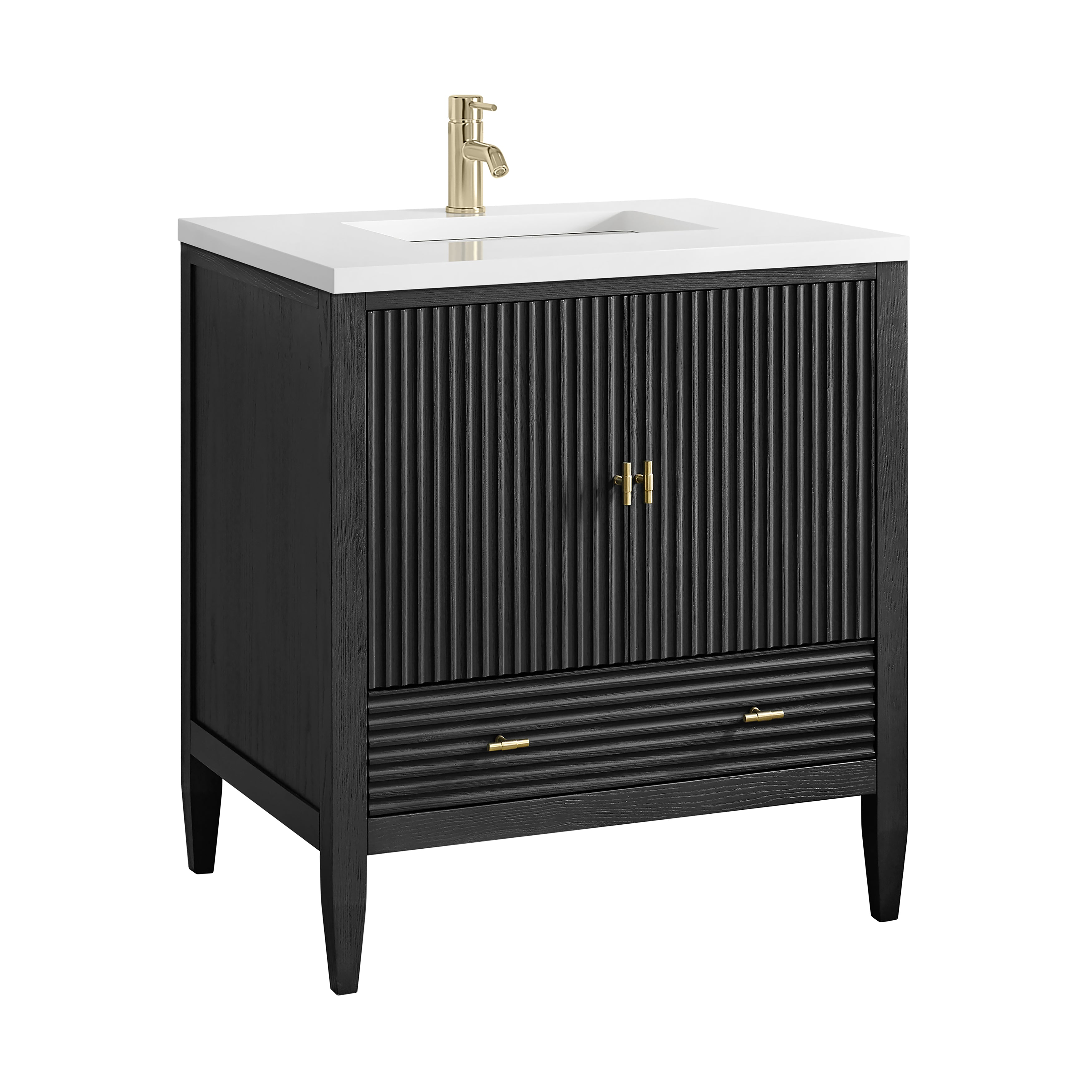 James Martin Myrrin 30" Single Vanity in Carbon Oak with 3cm Countertop