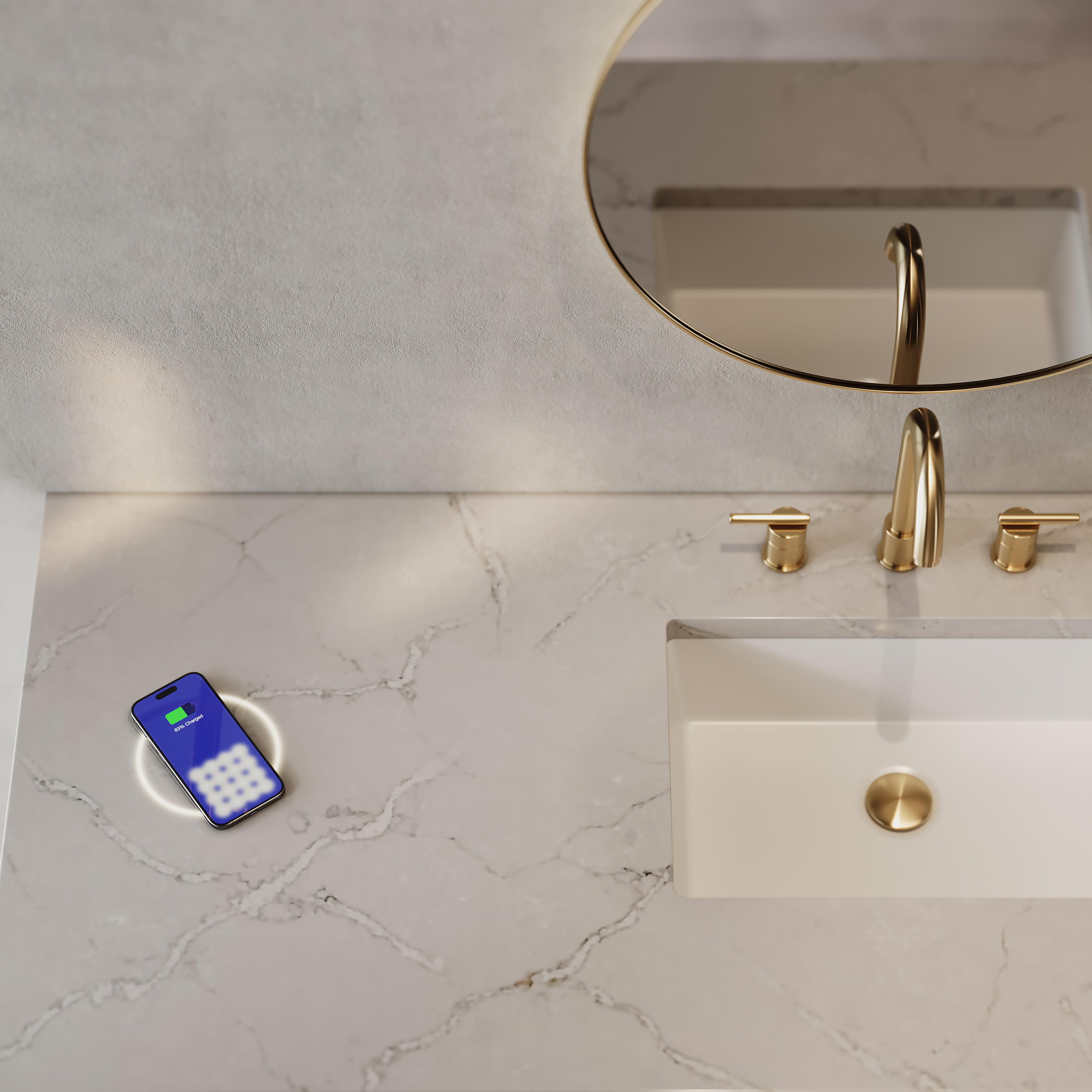 James Martin Chicago 60" Single Vanity in Smokey Celadon with 3cm Countertop and FreePower Wireless Charger