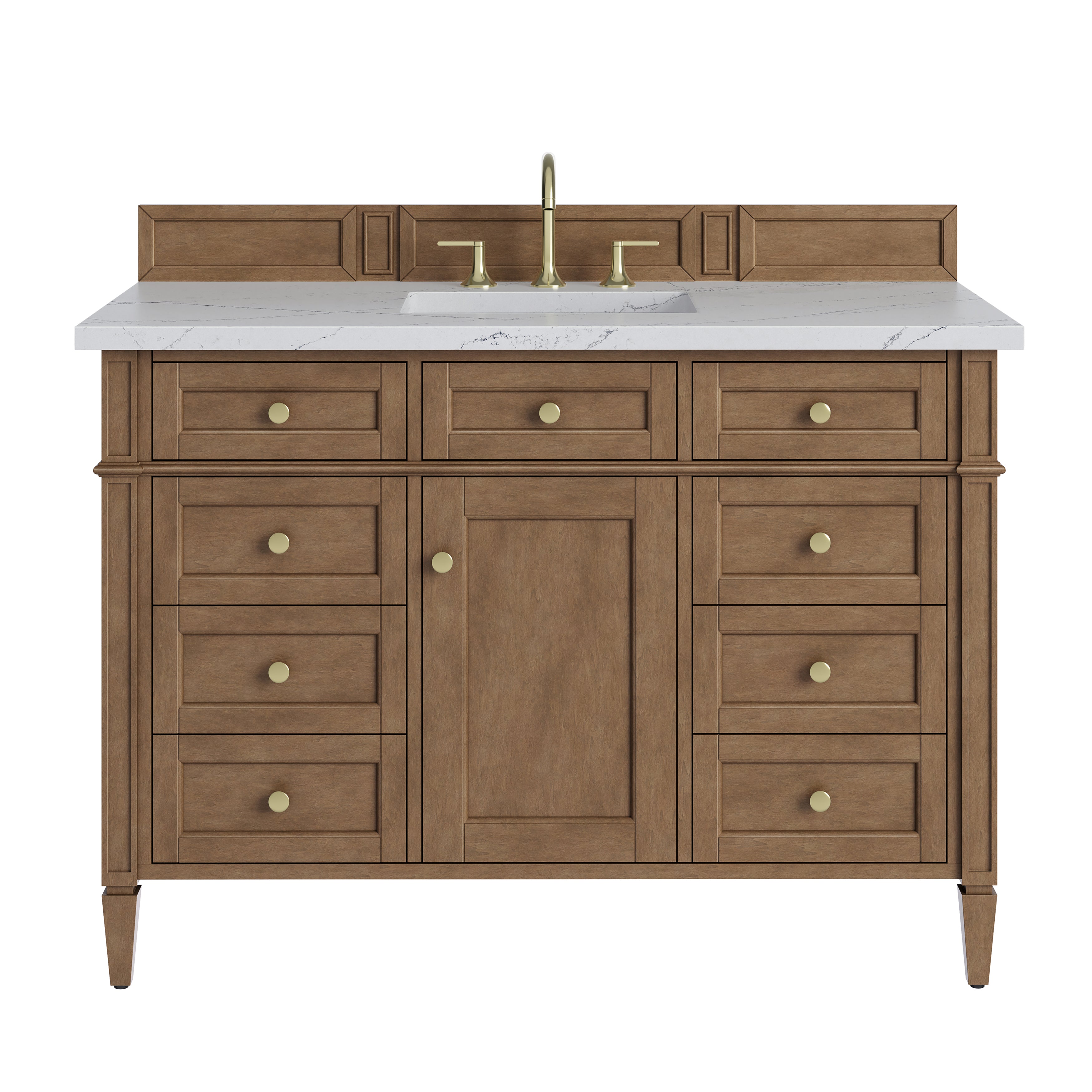 James Martin Brittany 48" Single Vanity in Pecan with 3cm Countertop and FreePower Wireless Charger