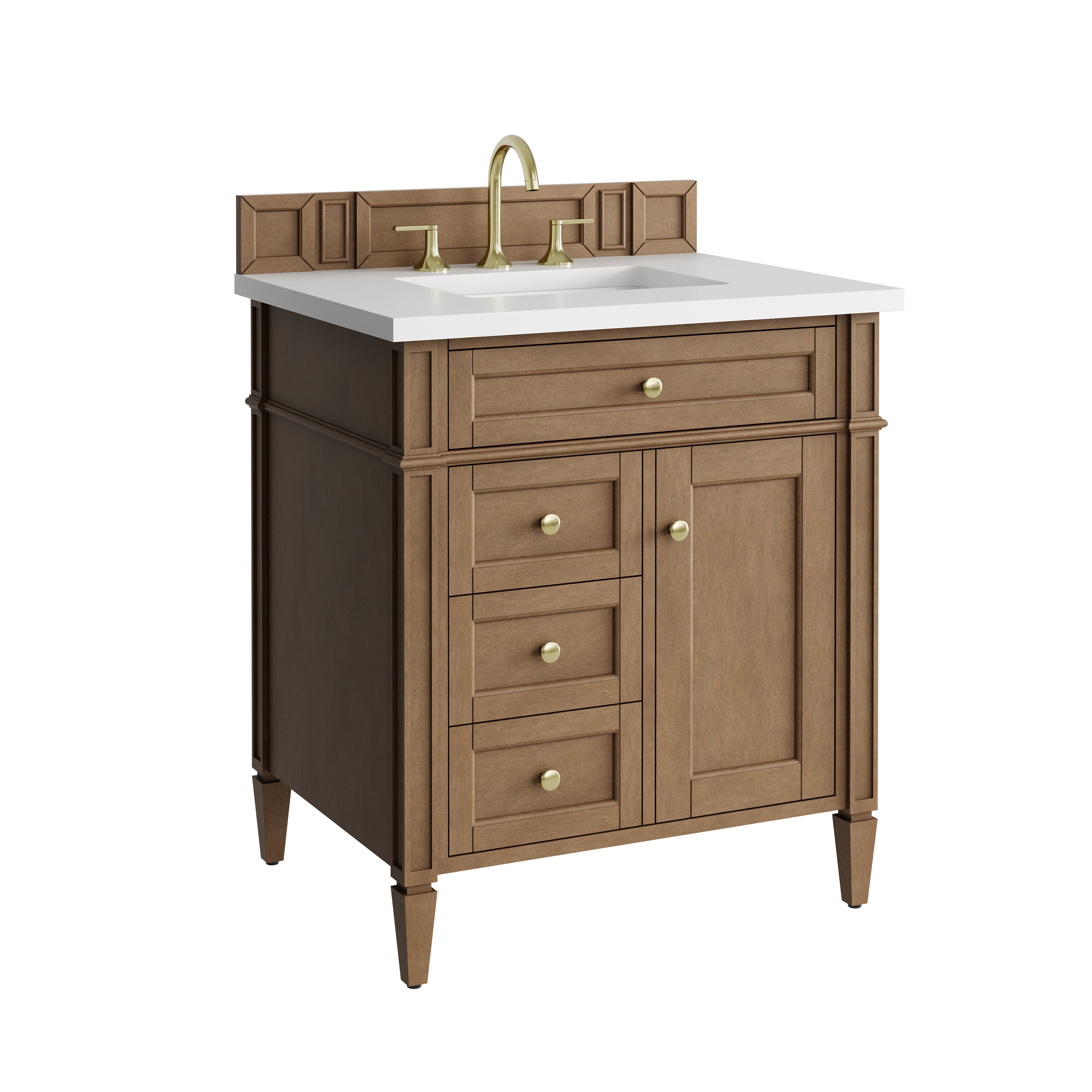 James Martin Brittany 30" Single Vanity in Pecan with 3cm Countertop
