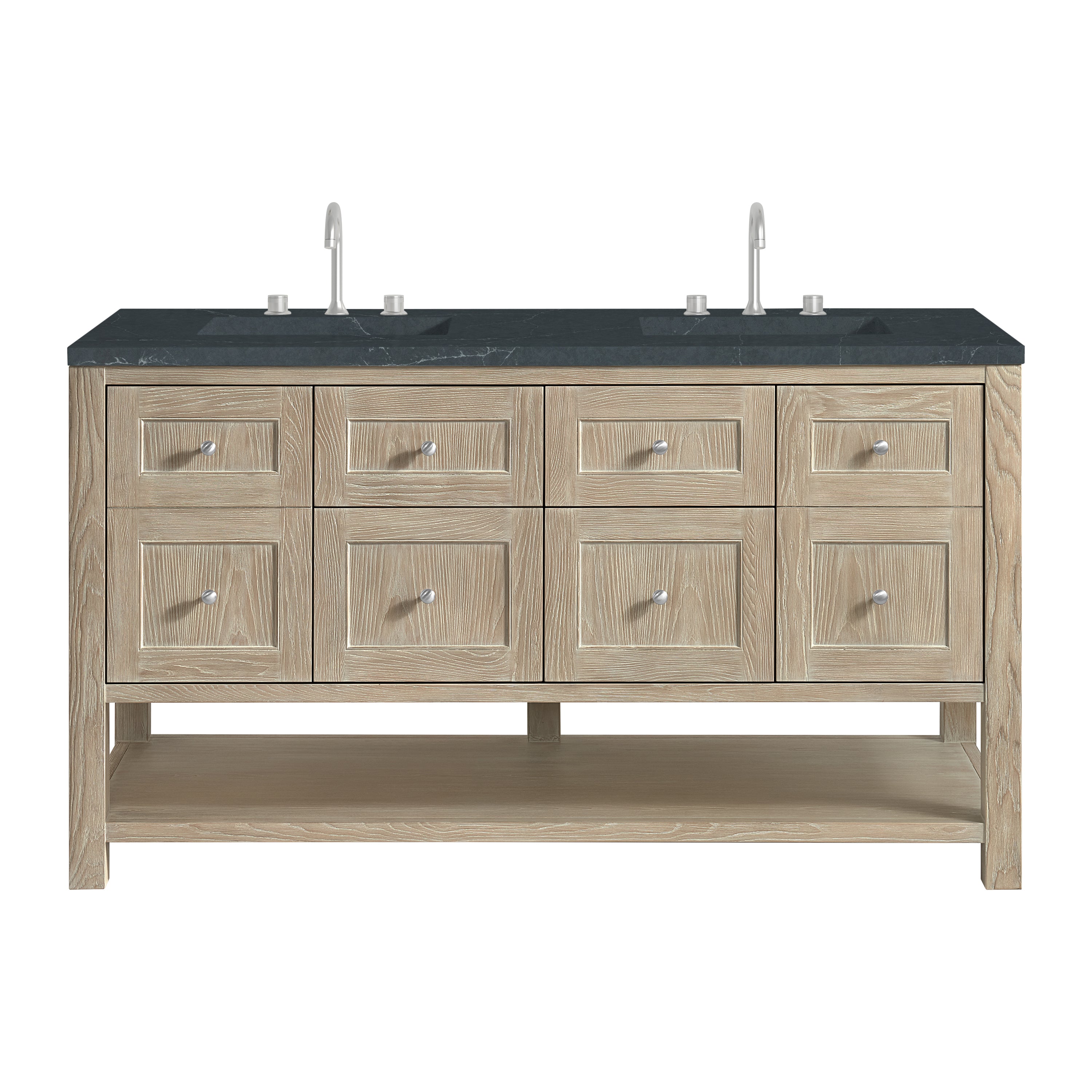 James Martin Breckenridge 60" Double Vanity in Whitewashed Oak with 3cm Countertop