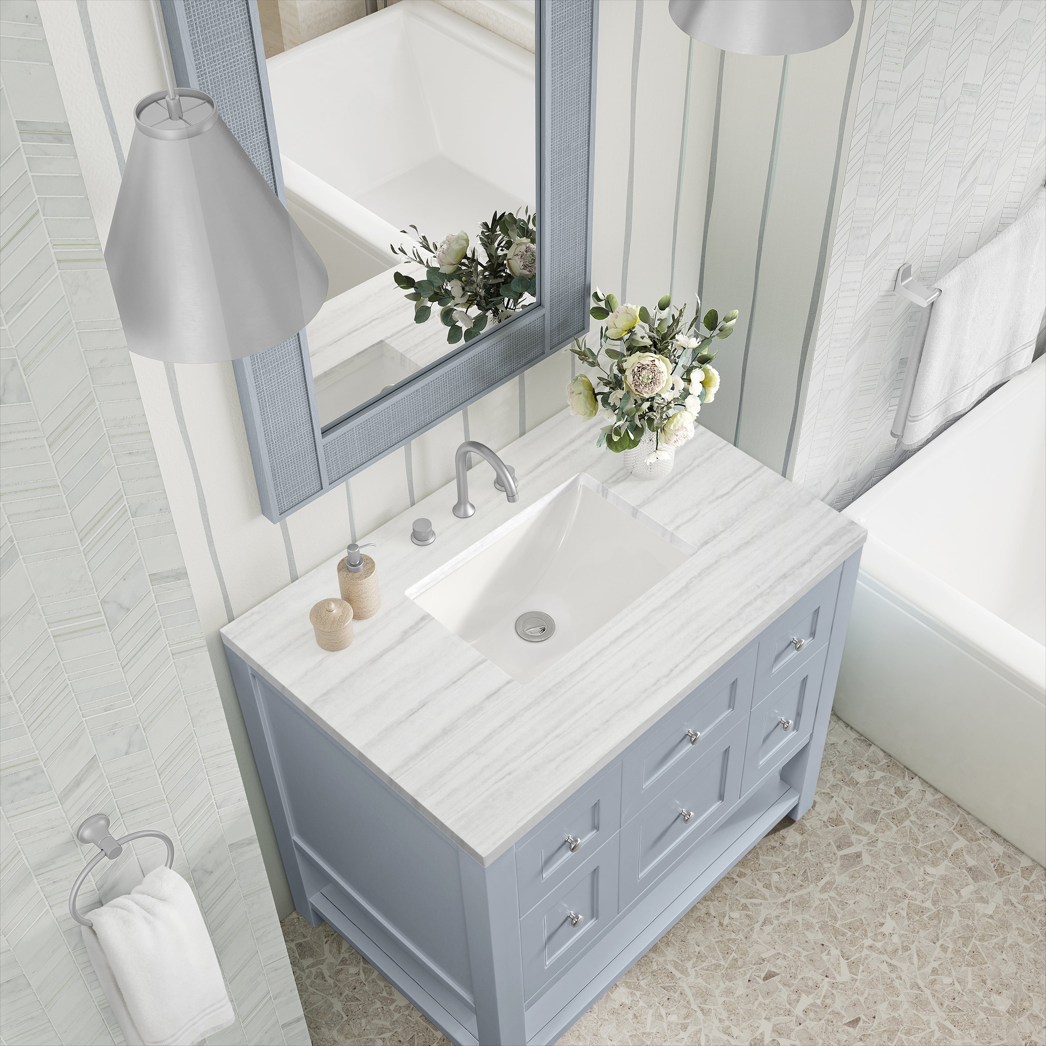 James Martin Breckenridge 36" Single in Serenity Blue with 3cm Countertop