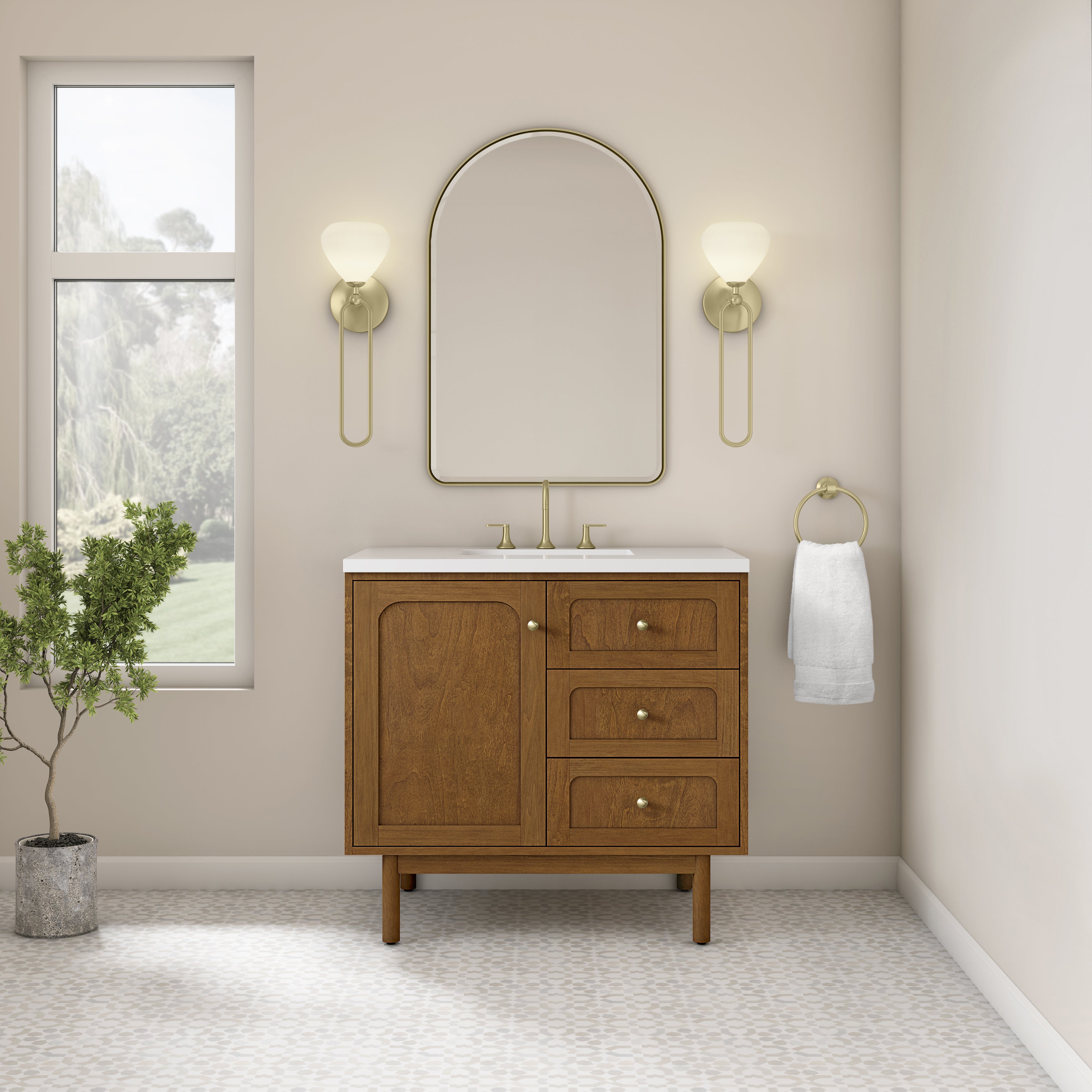 James Martin Laurent 36" Single Vanity in Honey Oak with 3cm Countertop