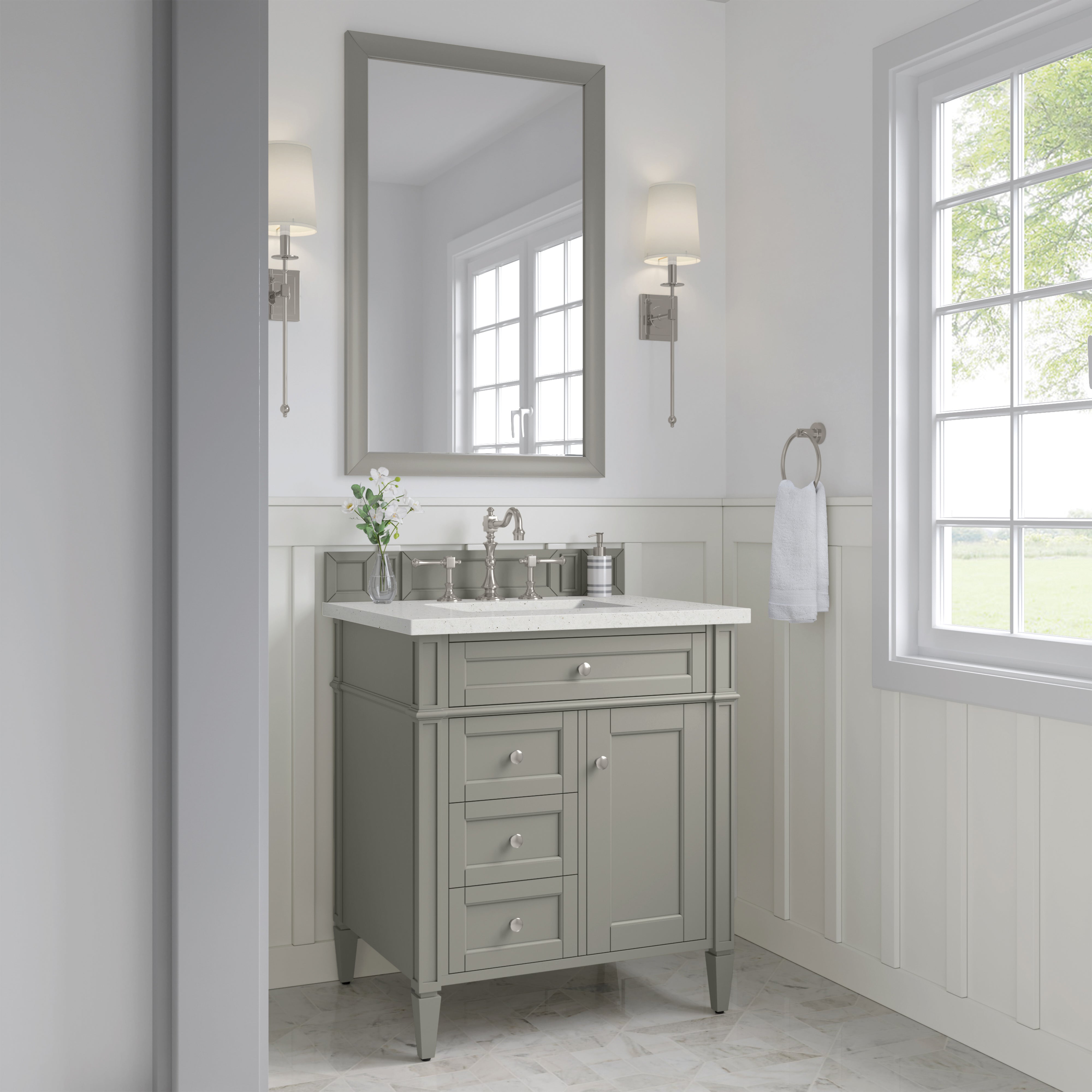 James Martin Brittany 30" Single Vanity in Urban Gray with 3cm Countertop