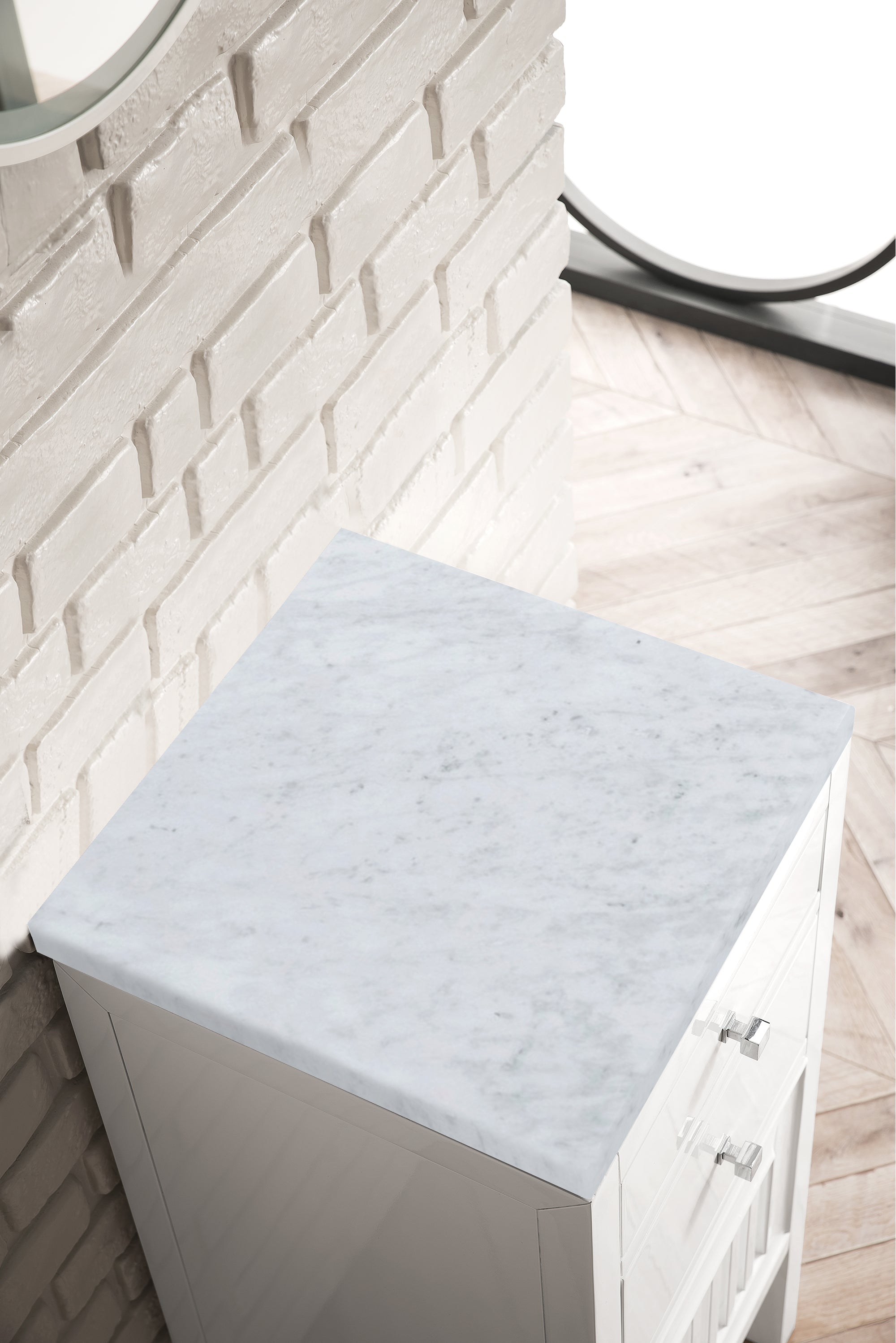 James Martin Athens 15" Base Cabinet with Drawers and Right Door in Glossy White with 3cm Countertop