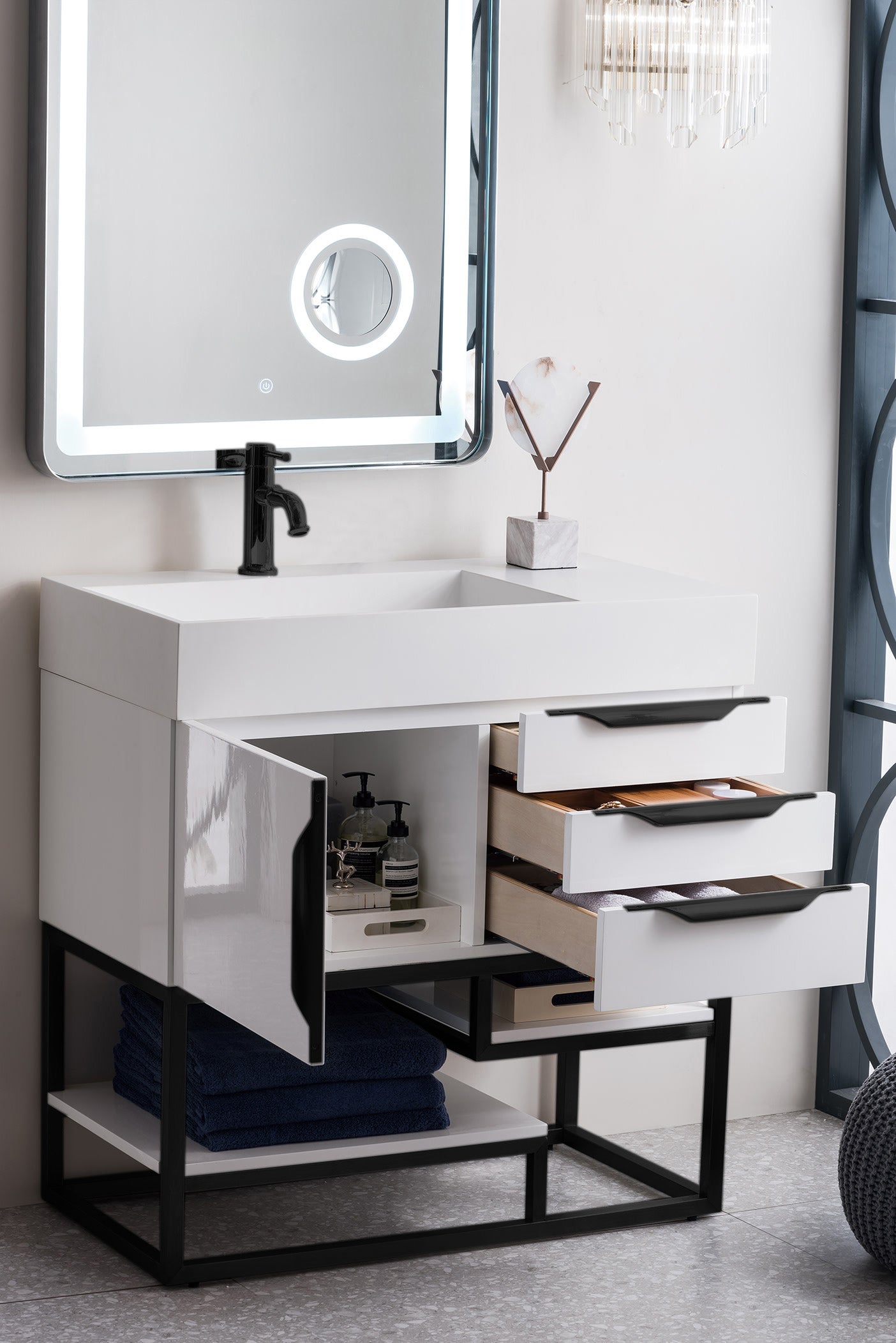 James Martin Columbia 36" Freestanding Single Vanity with Mineral Composite Stone Countertop