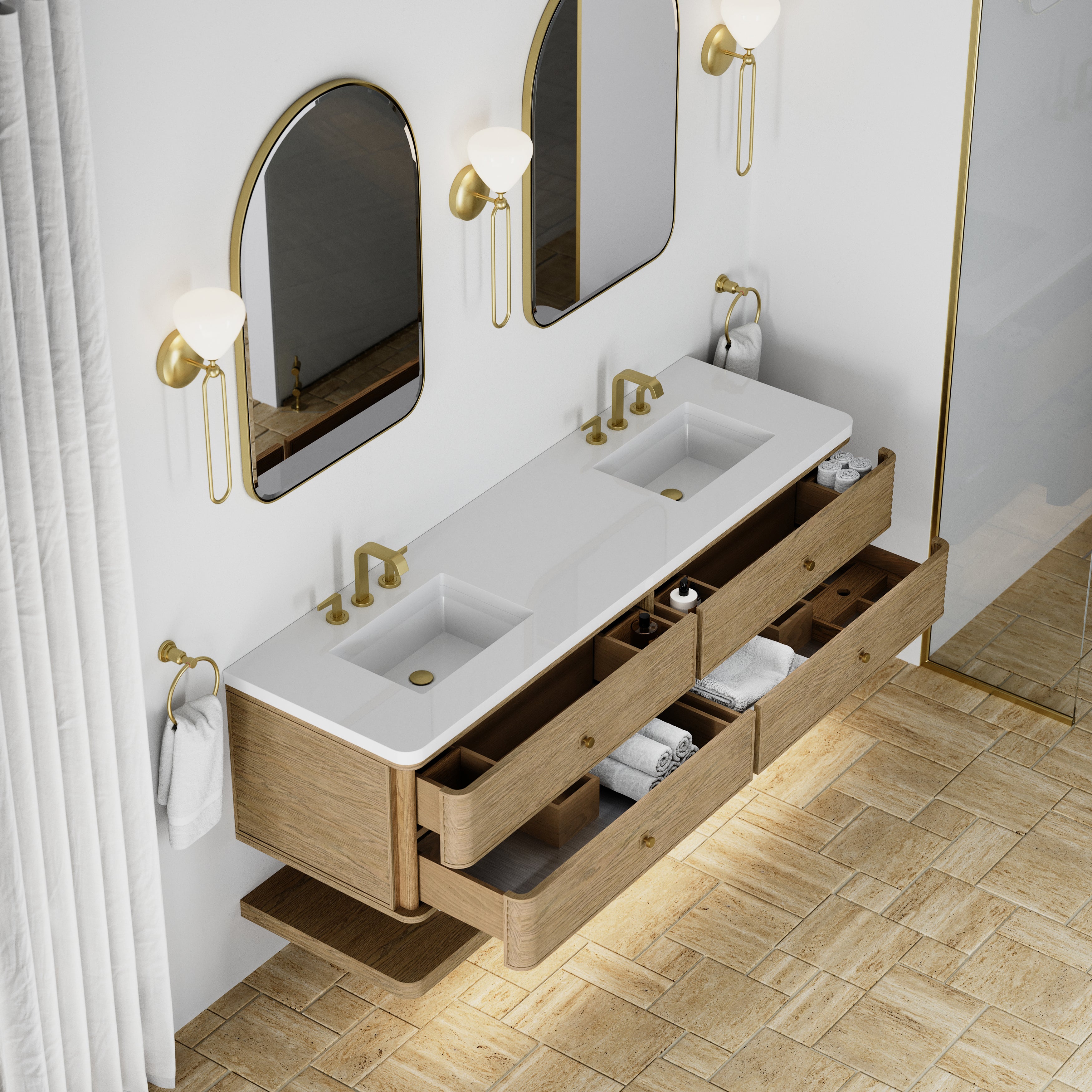 James Martin Allamari 72" Double Vanity in Dune Mist with 3cm Countertop