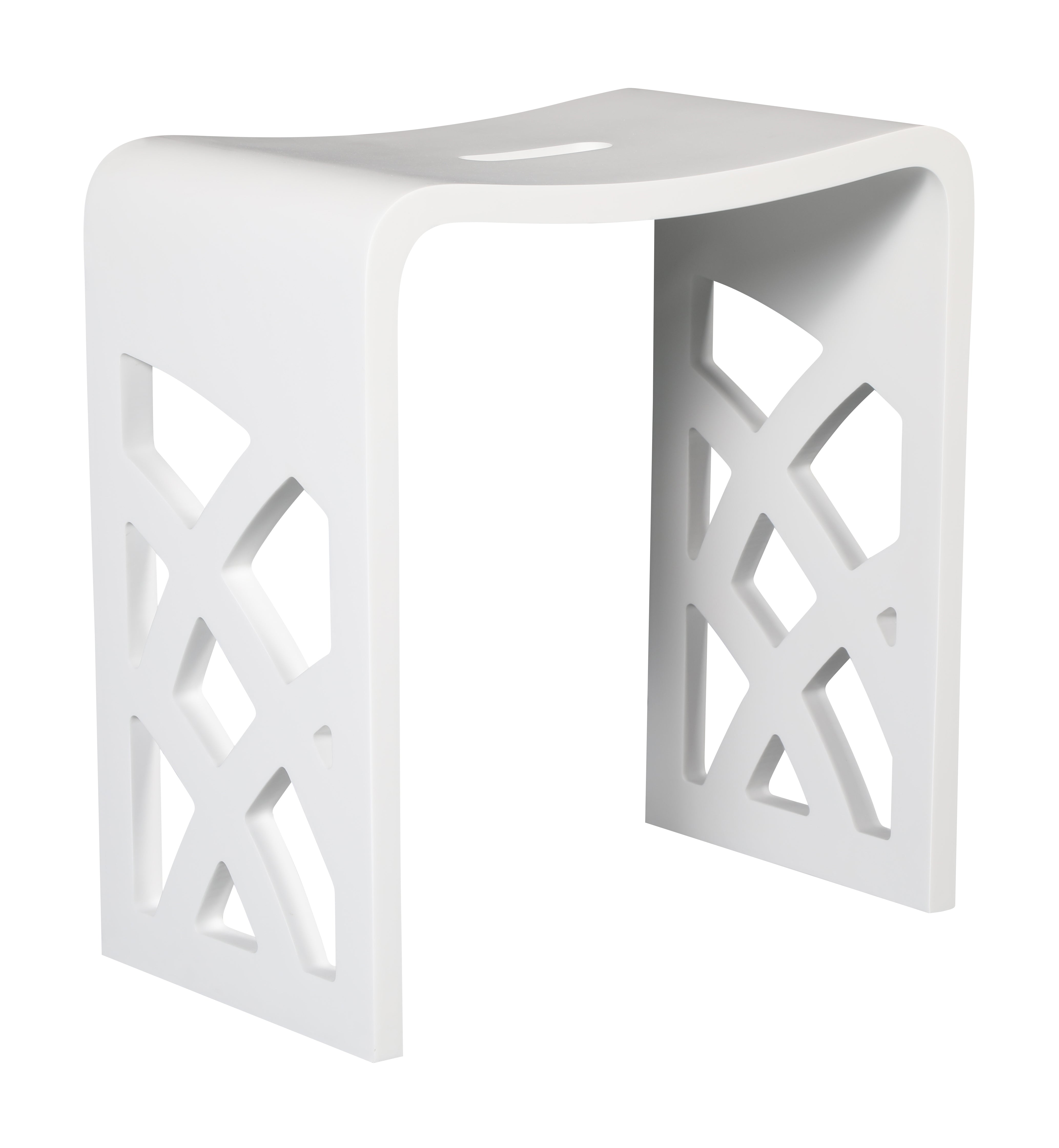 ALFI brand  ABST88 Designer White Matte Solid Surface Resin Bathroom / Shower Stool