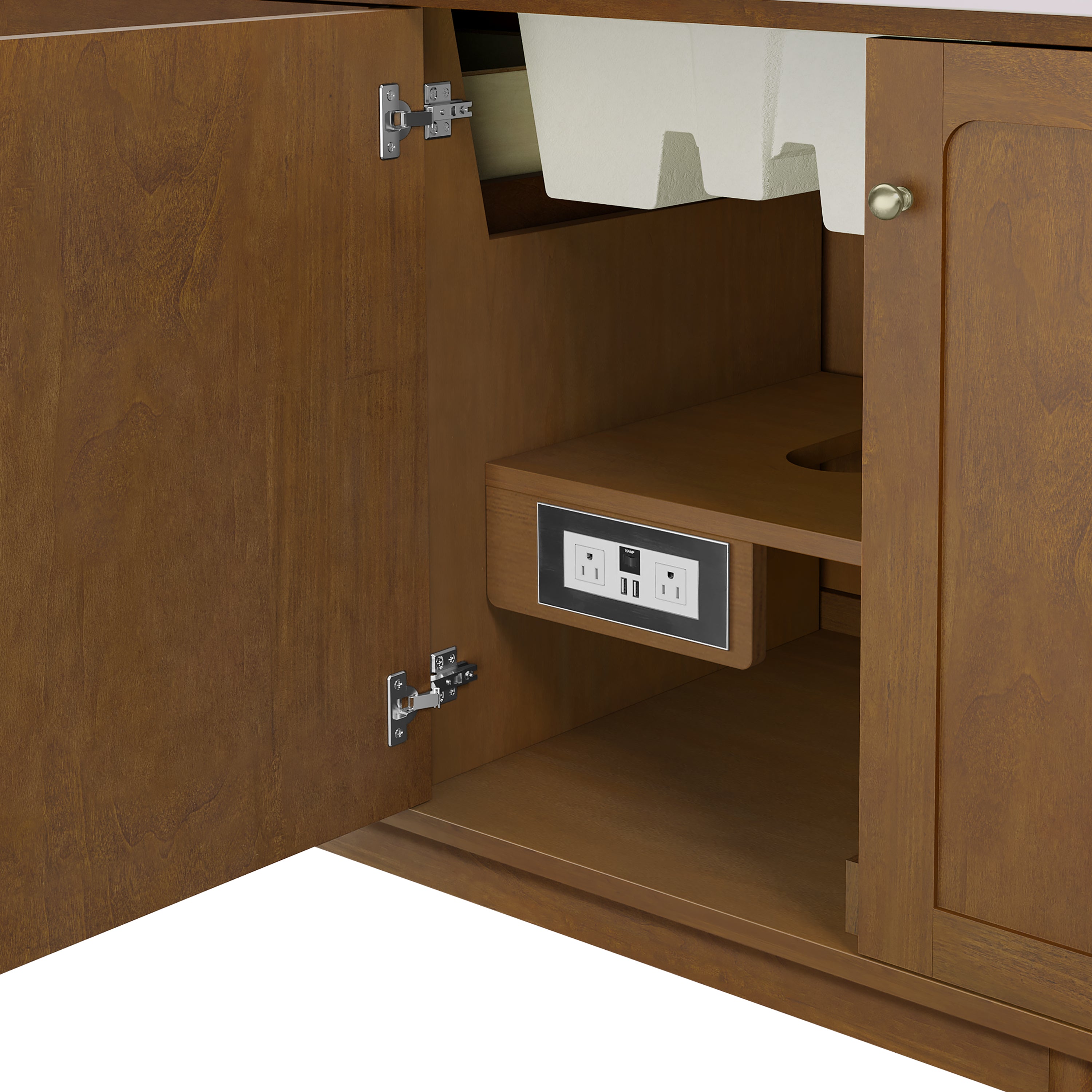 James Martin Laurent 72" Double Vanity in Honey Oak with 3cm Countertop and FreePower Wireless Charger