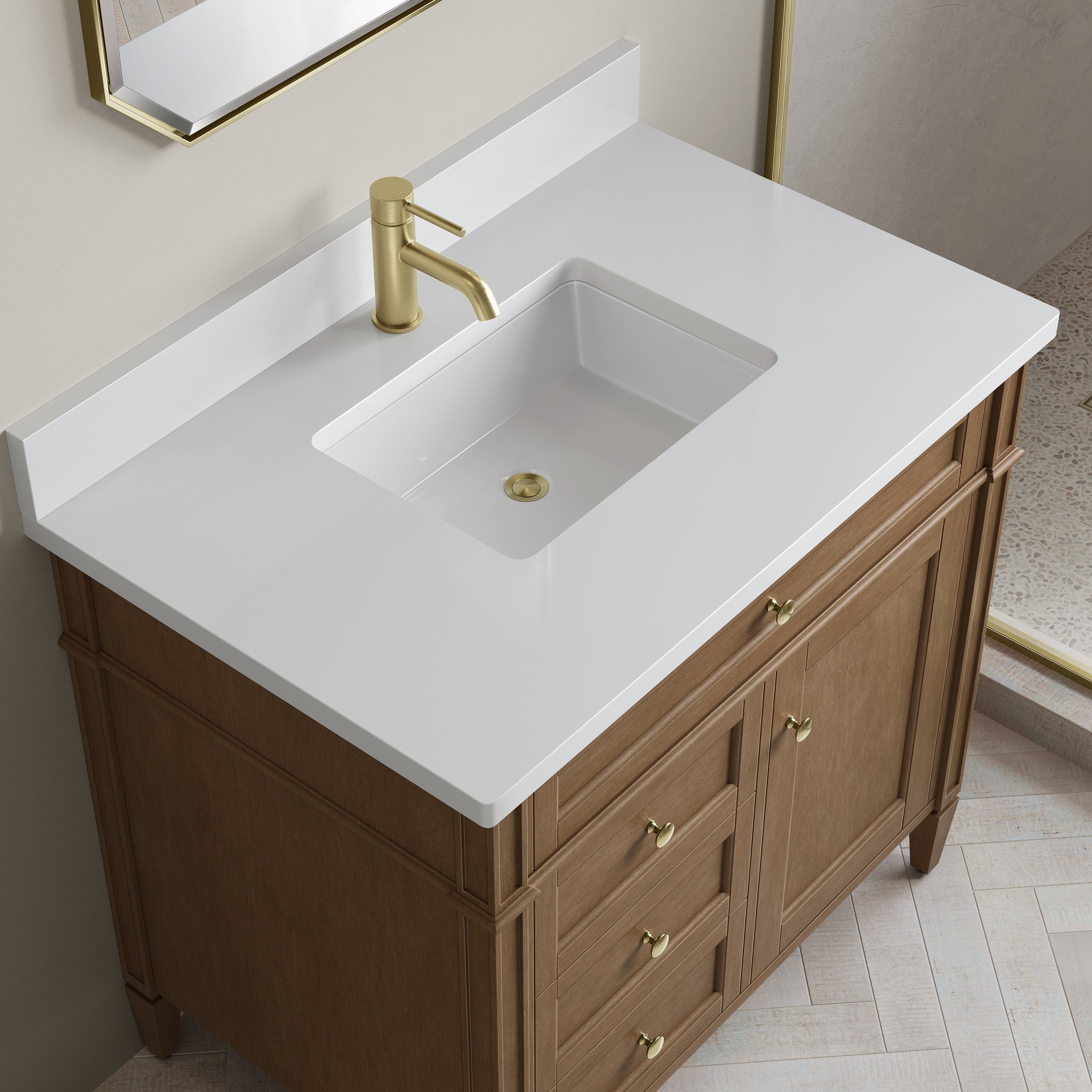 James Martin Brittany 36" Single Vanity in Pecan with 3cm Countertop