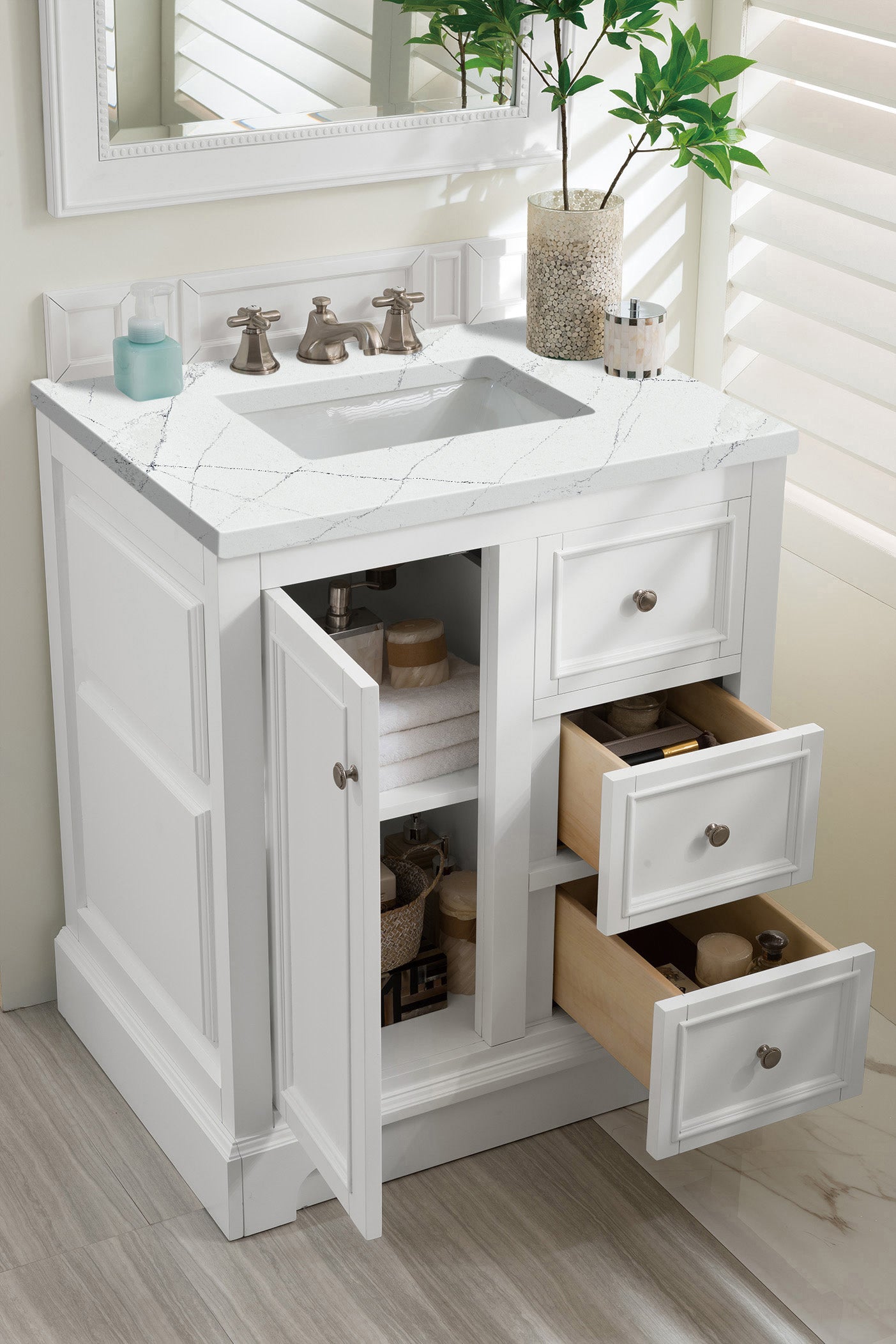 James Martin De Soto 30" Single Vanity in Bright White with 3cm Countertop