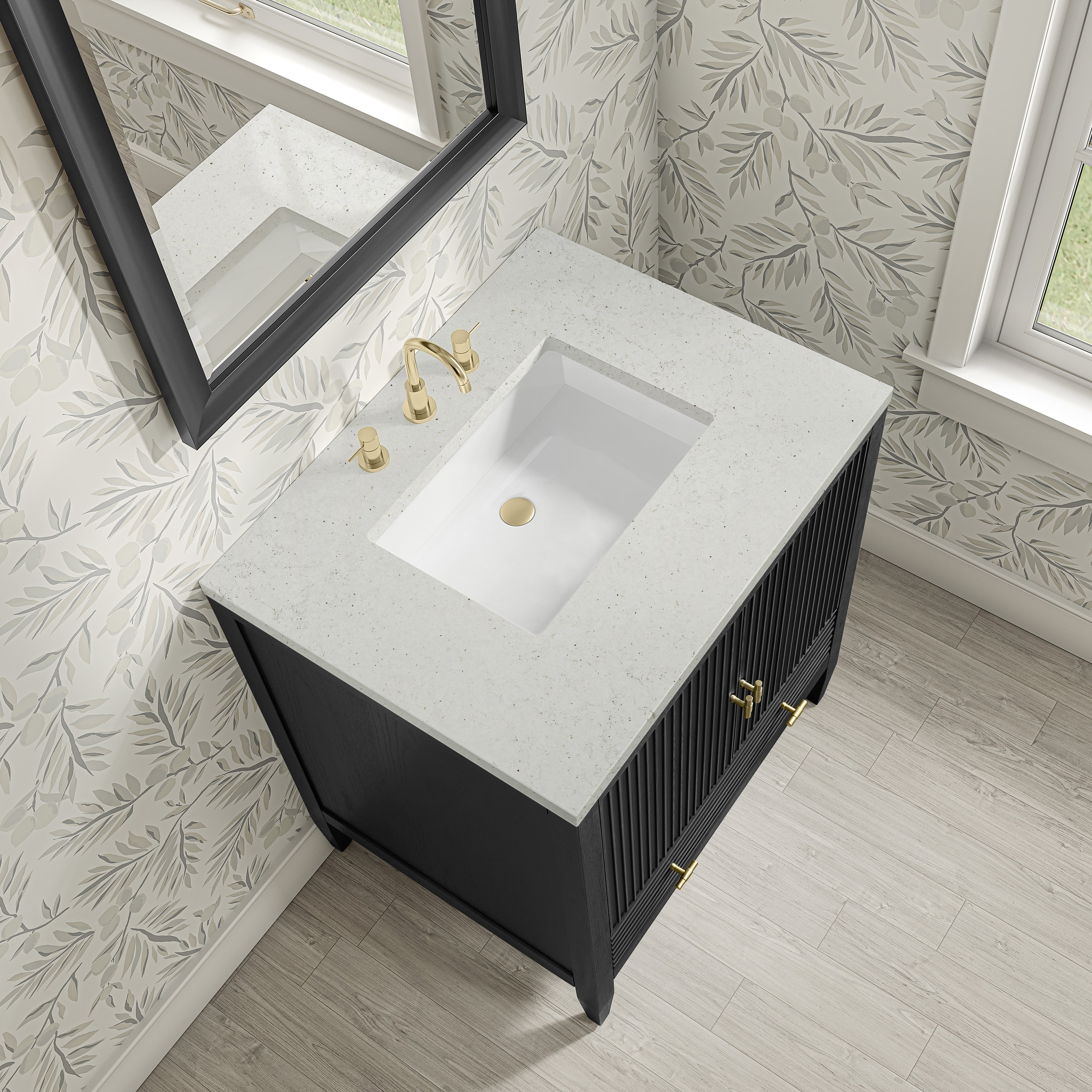 James Martin Myrrin 30" Single Vanity in Carbon Oak with 3cm Countertop