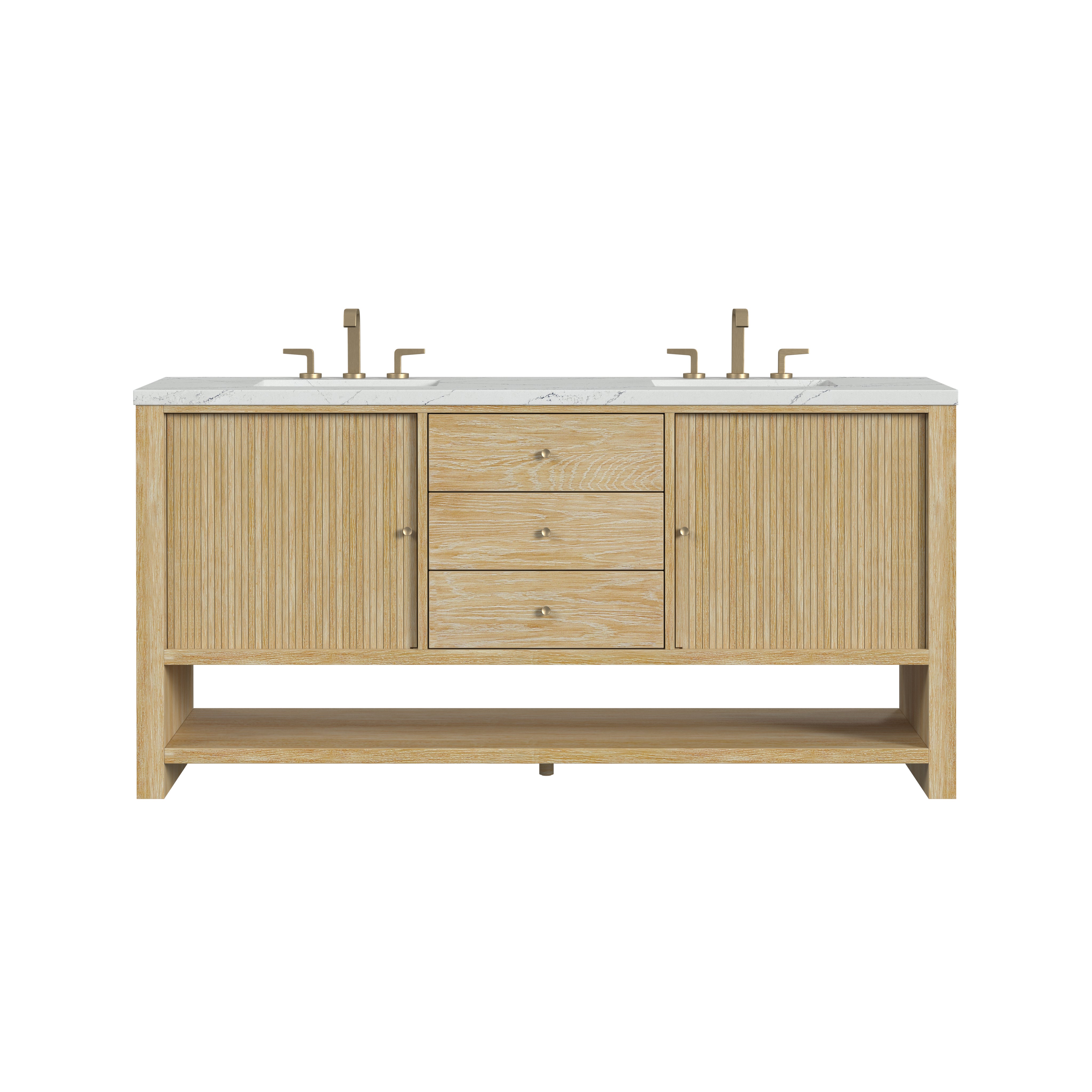 James Martin Marigot 72" Double Vanity in Sunwashed Oak with 3cm Countertop and FreePower Wireless Charger