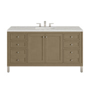 James Martin Chicago 60" Single Vanity in Walnut Whisper with 3cm Countertop and FreePower Wireless Charger