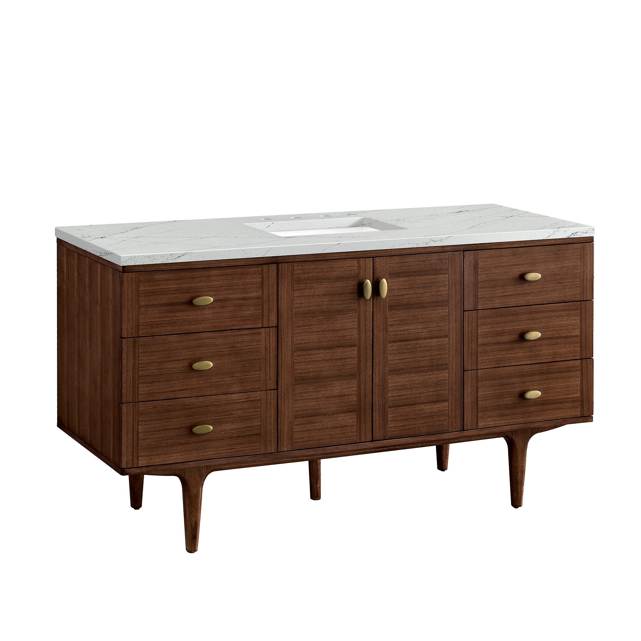 James Martin Amberly 60" Single Vanity in Mid-Century Walnut with 3cm Countertop