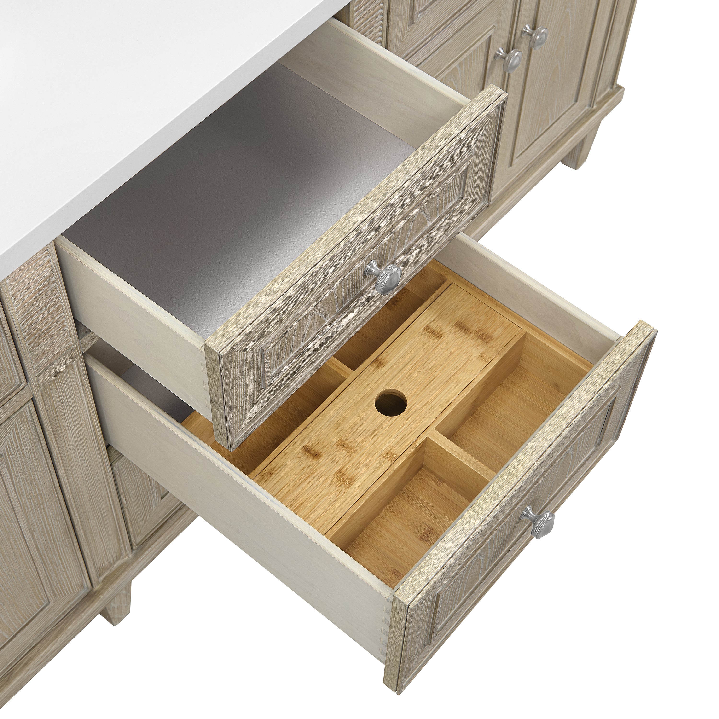 James Martin Lorelai 72" Double Vanity in Whitewashed Oak with 3cm Countertop