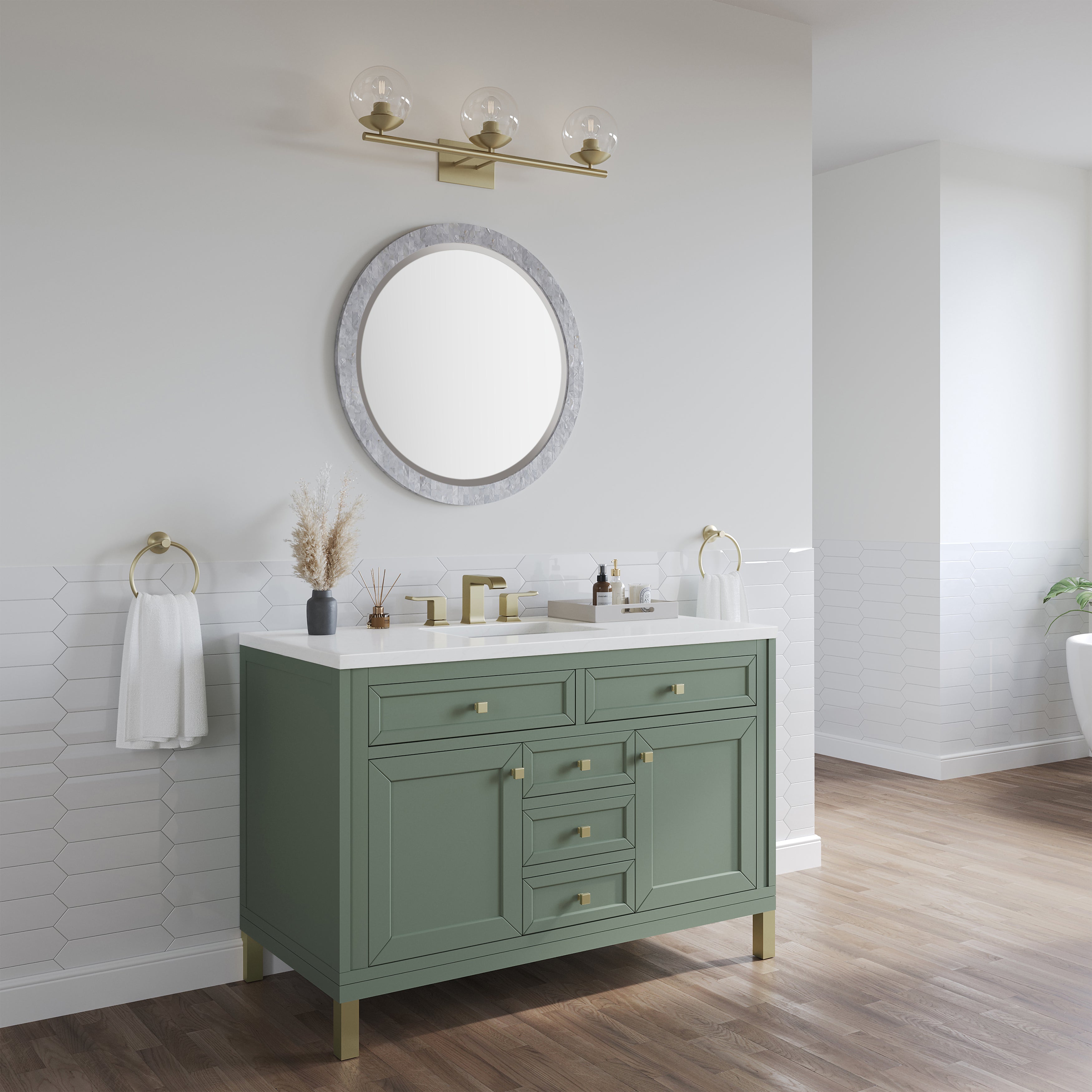James Martin Chicago 48" Single Vanity in Smokey Celadon with 3cm Countertop