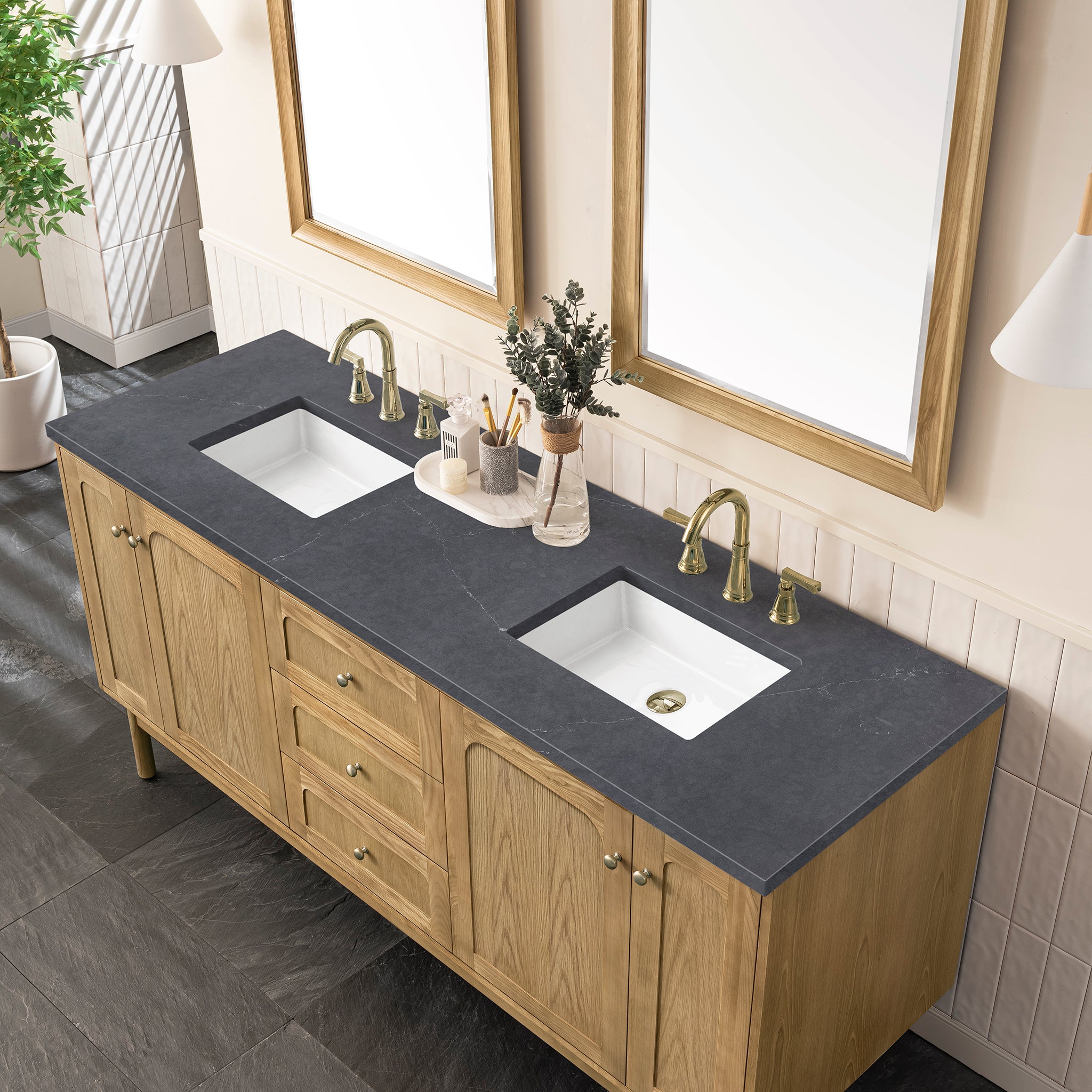 James Martin Laurent 72" Double Vanity in Light Natural Oak with 3cm Countertop