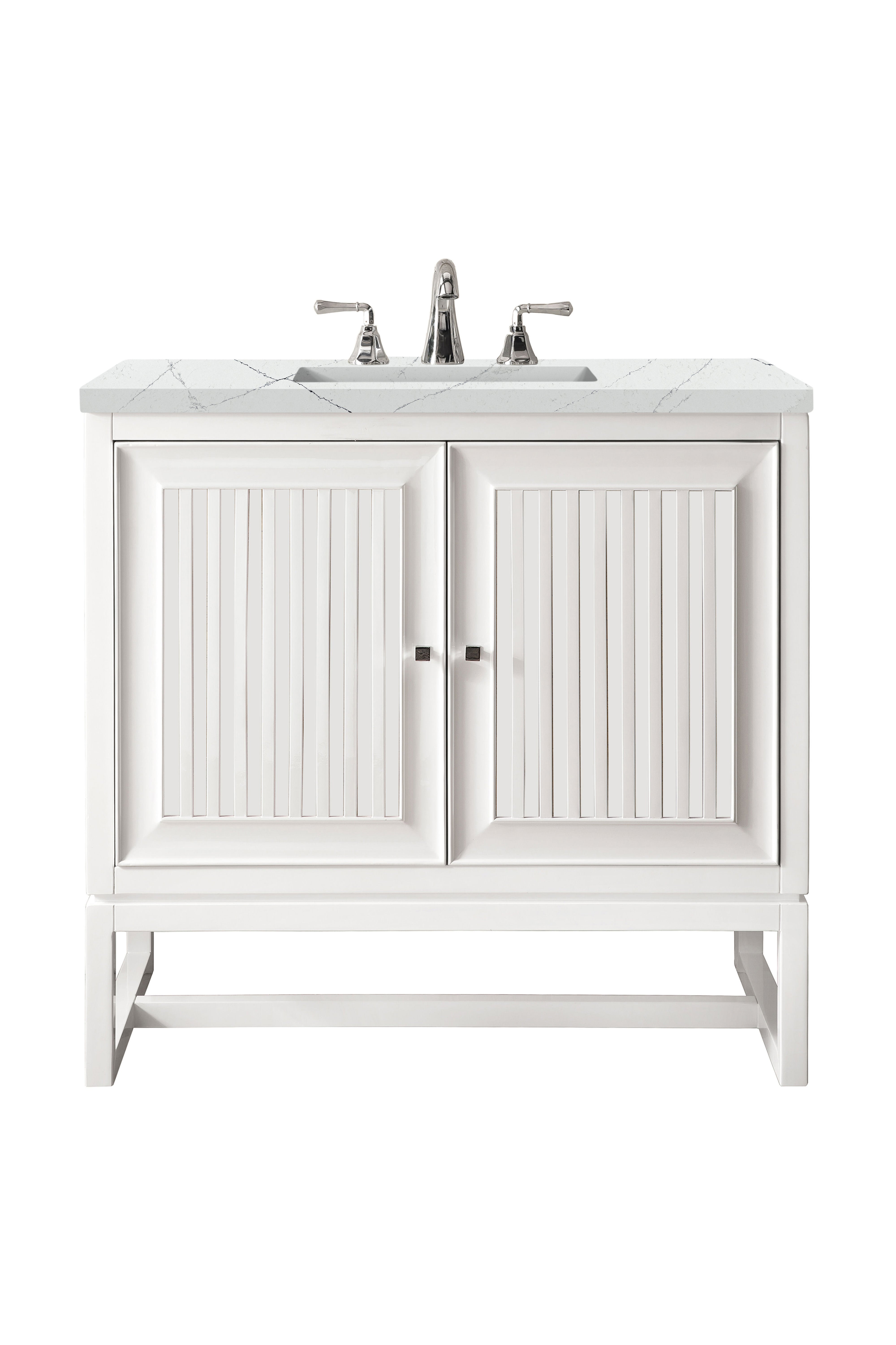 James Martin Athens 30" Single Vanity in Glossy White with 3cm Countertop