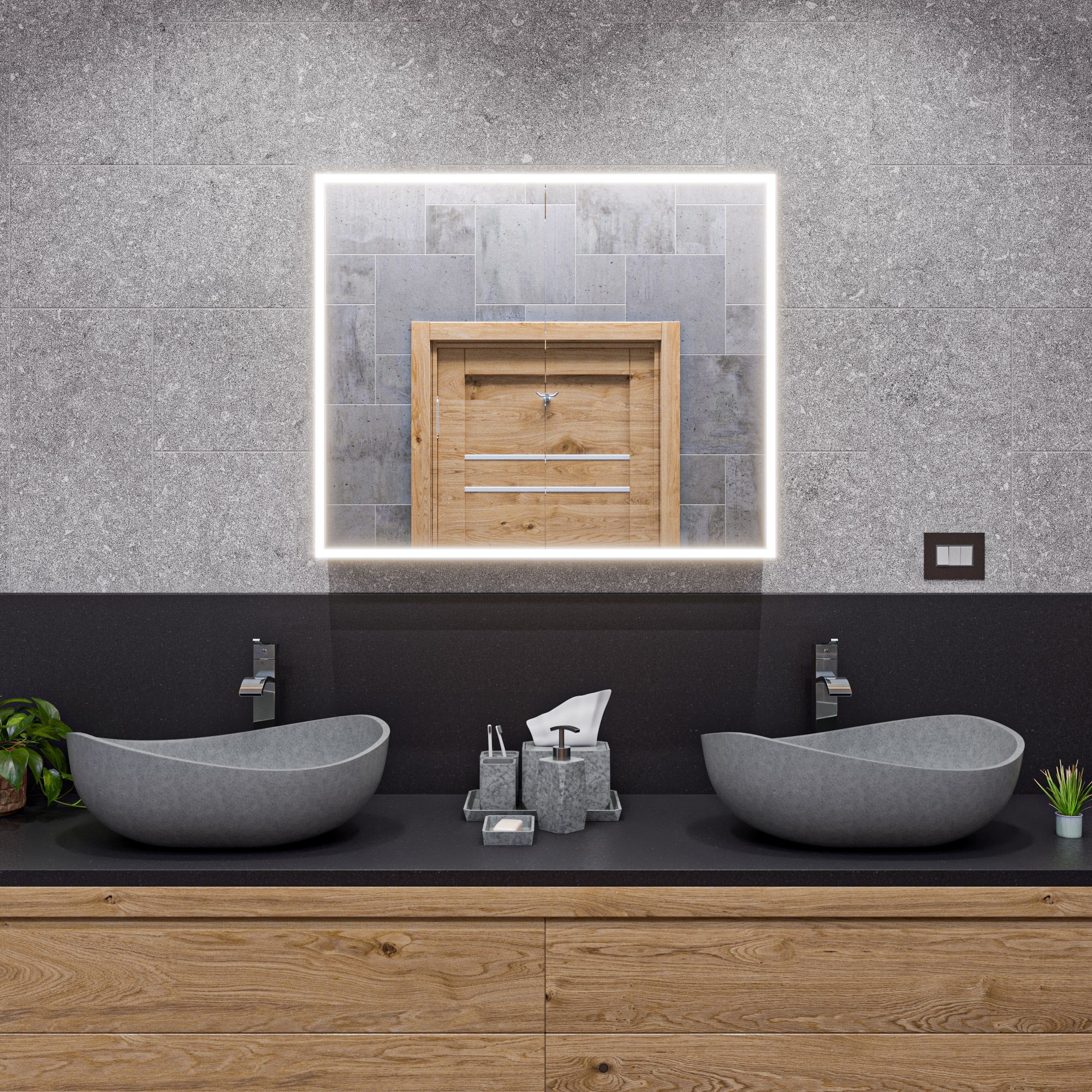 ALFI brand  ABCO23O 23" Solid Concrete Wavy Oval Above Mount Vessel Sink