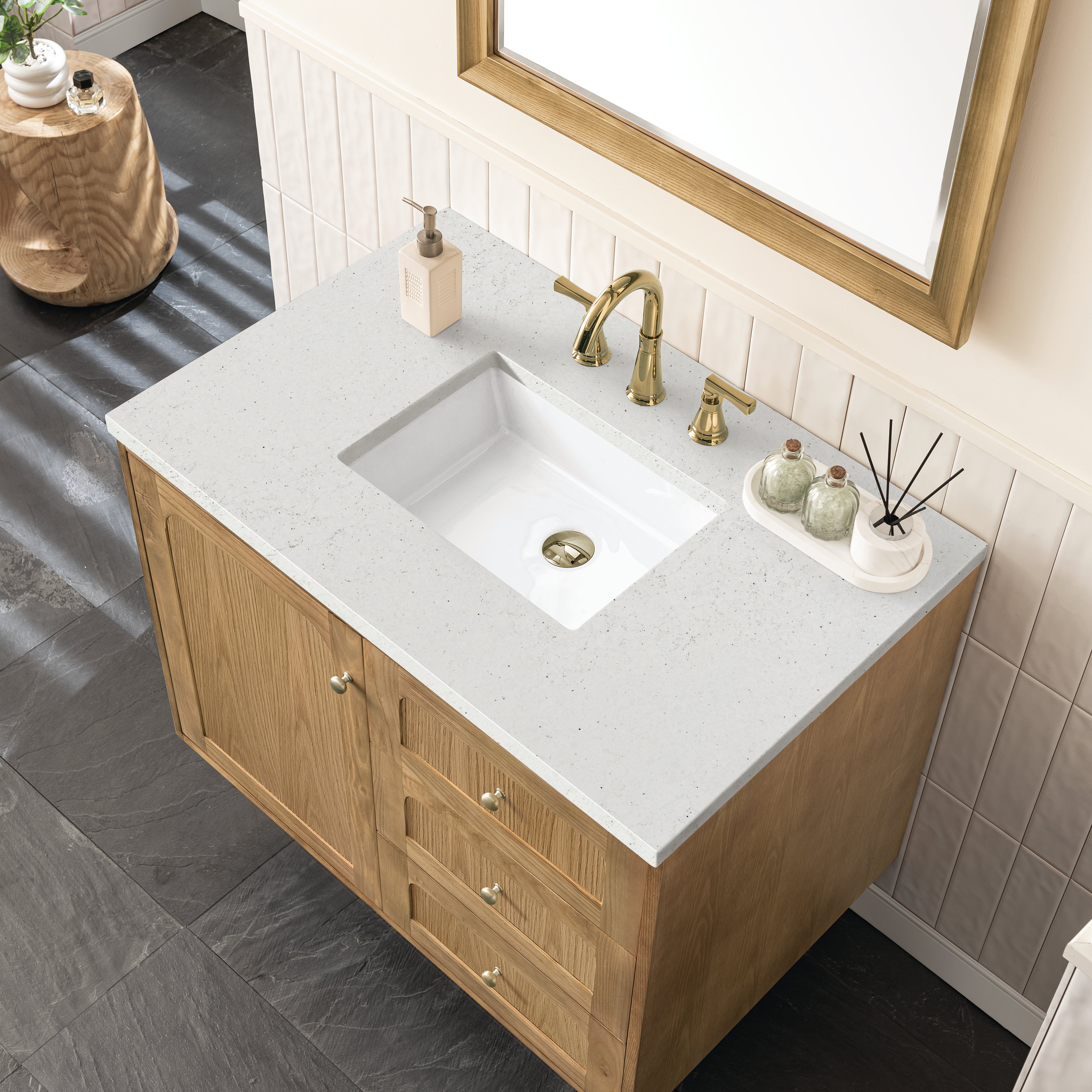 James Martin Laurent 36" Single Vanity in Light Natural Oak with 3cm Countertop