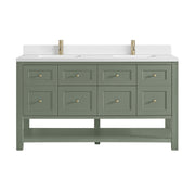 James Martin Breckenridge 60" Double Vanity in Smokey Celadon with 3cm Countertop