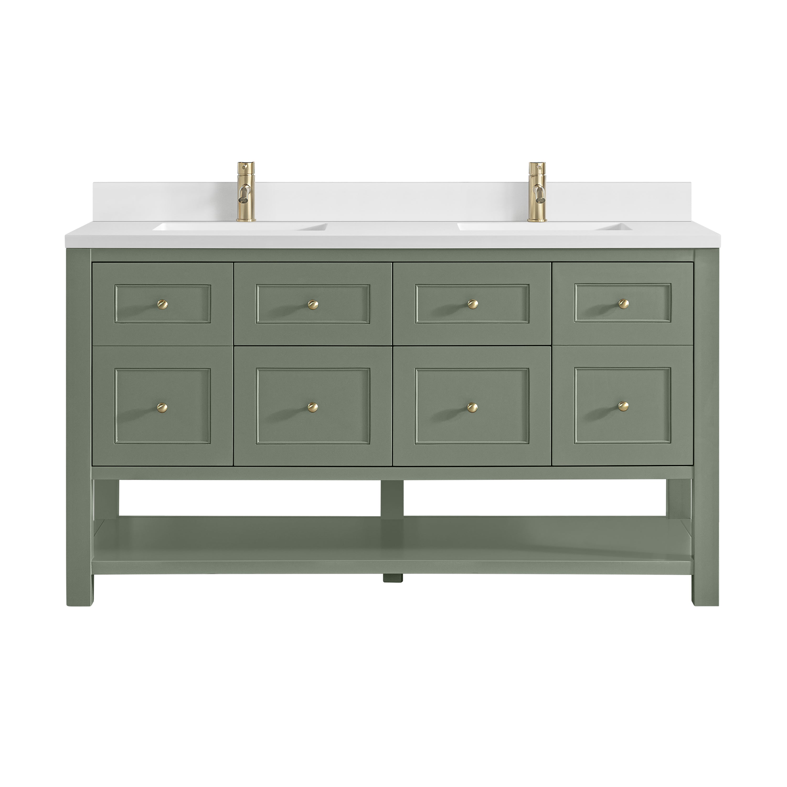 James Martin Breckenridge 60" Double Vanity in Smokey Celadon with 3cm Countertop