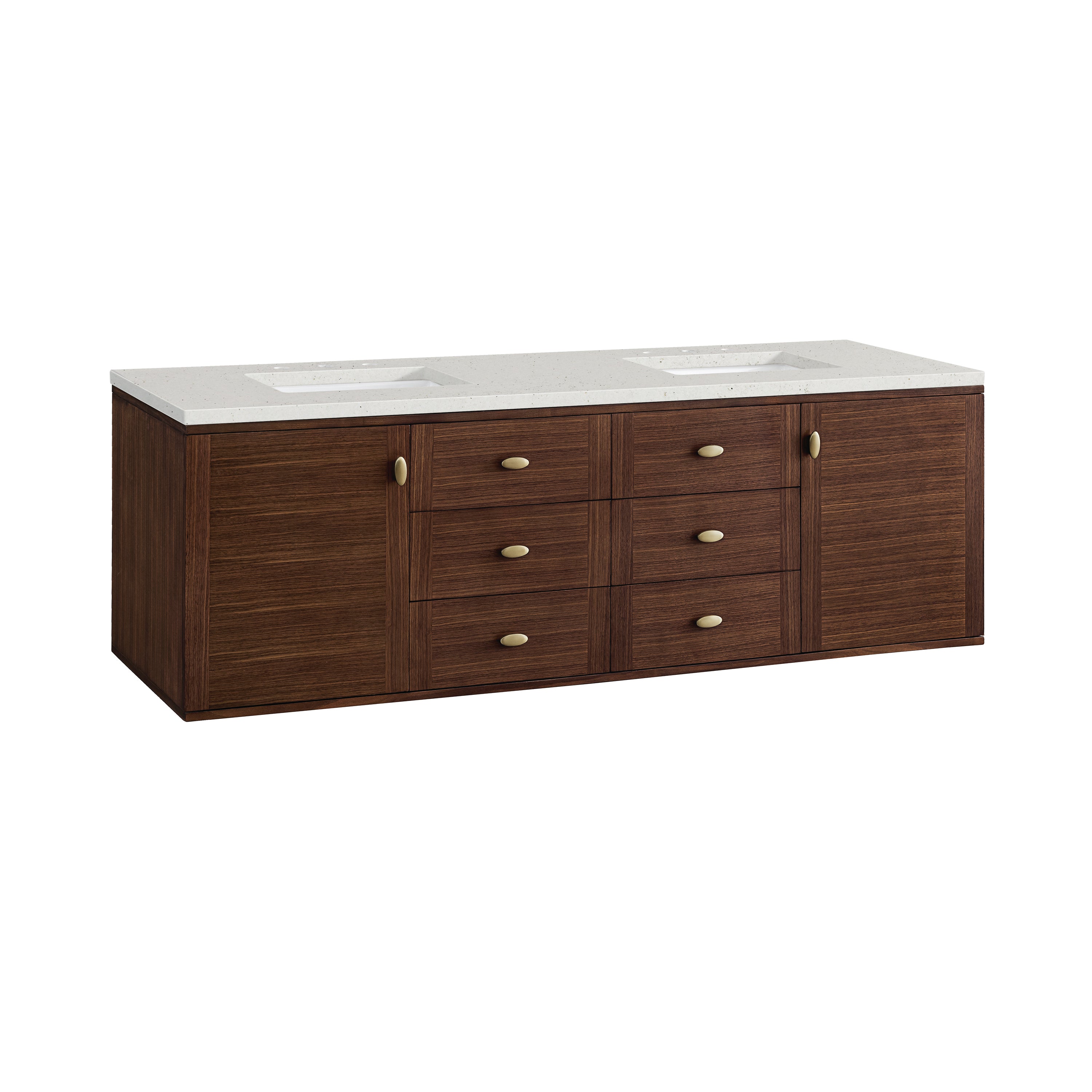 James Martin Amberly 72" Double Vanity in Mid-Century Walnut with 3cm Countertop