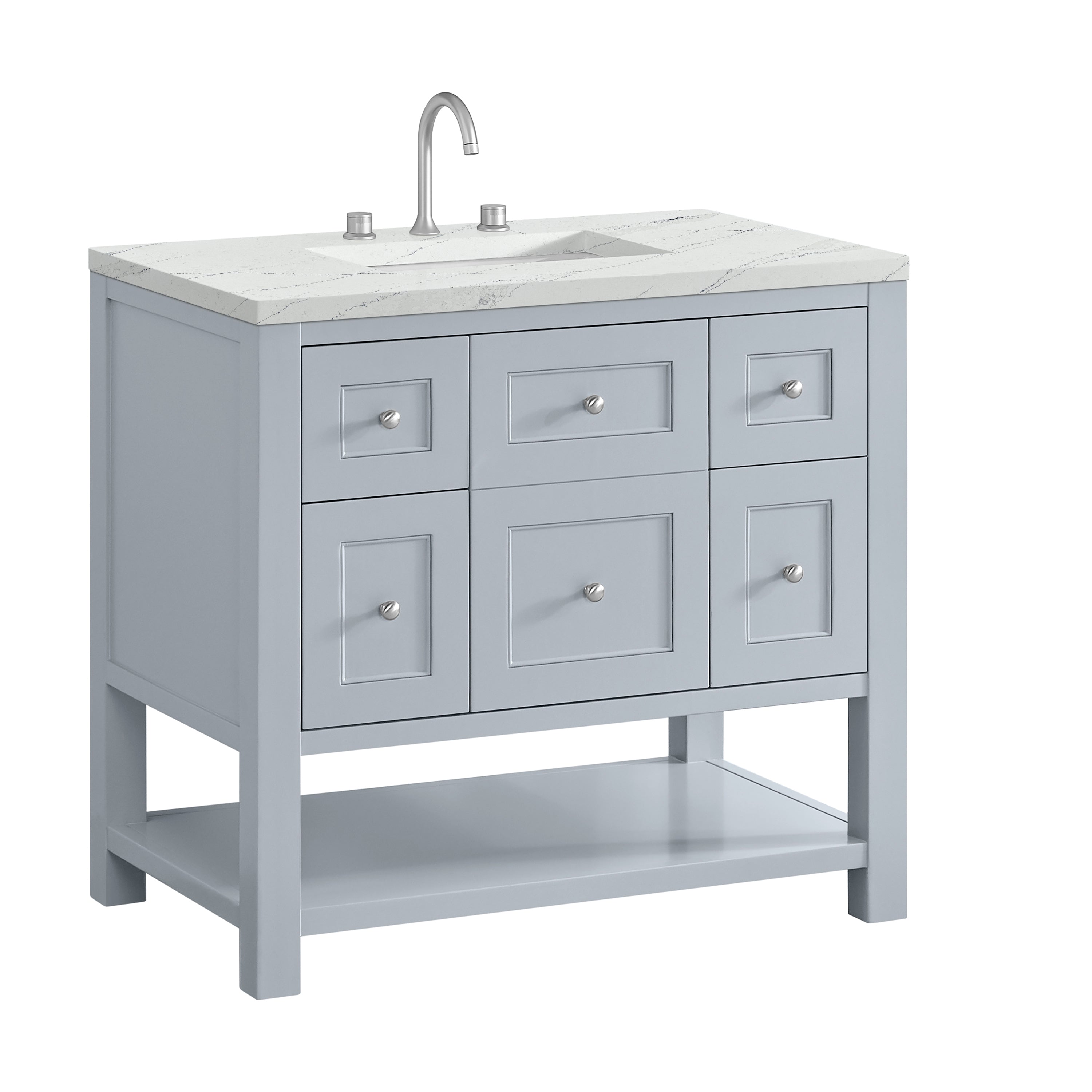 James Martin Breckenridge 36" Single in Serenity Blue with 3cm Countertop