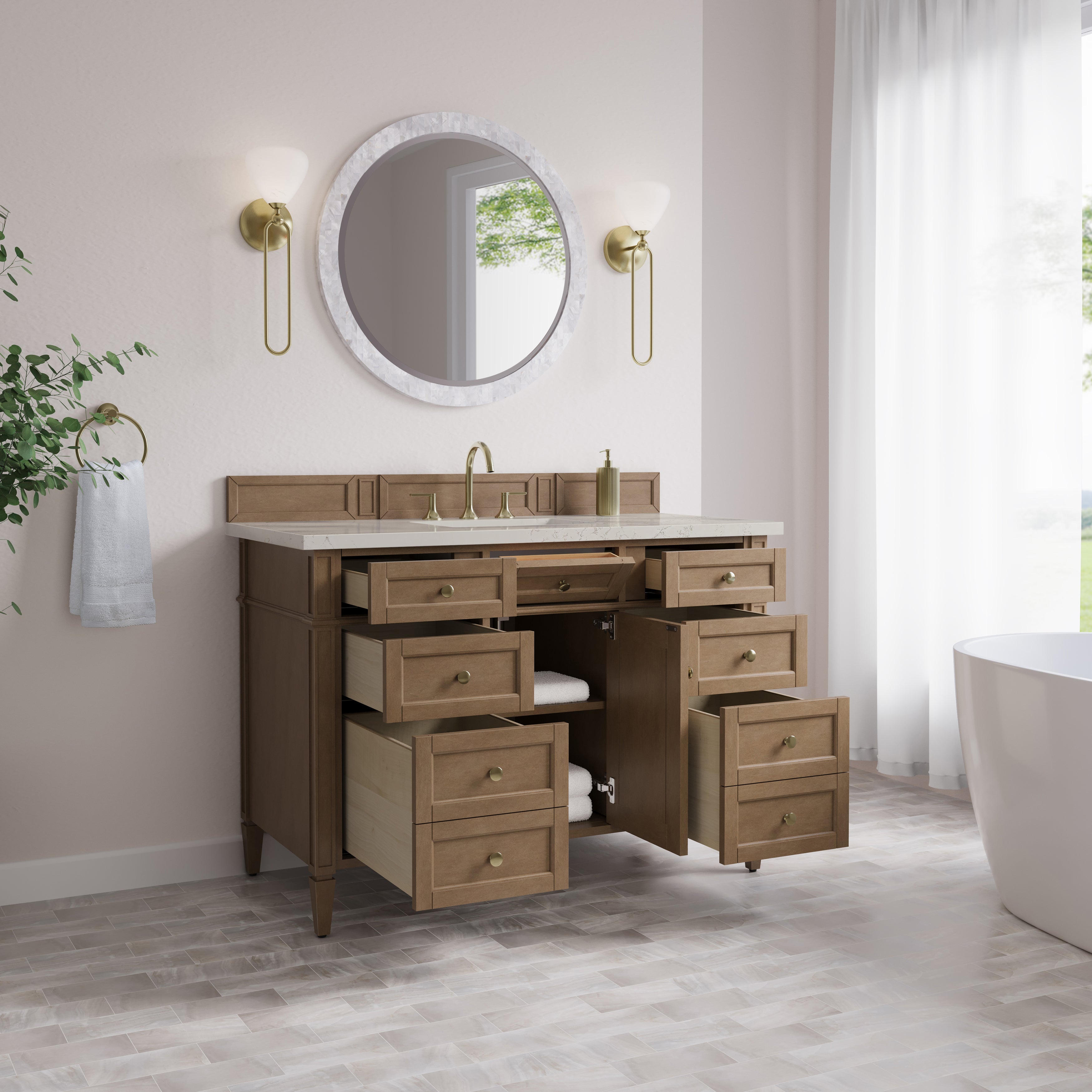 James Martin Brittany 48" Single Vanity in Pecan with 3cm Countertop
