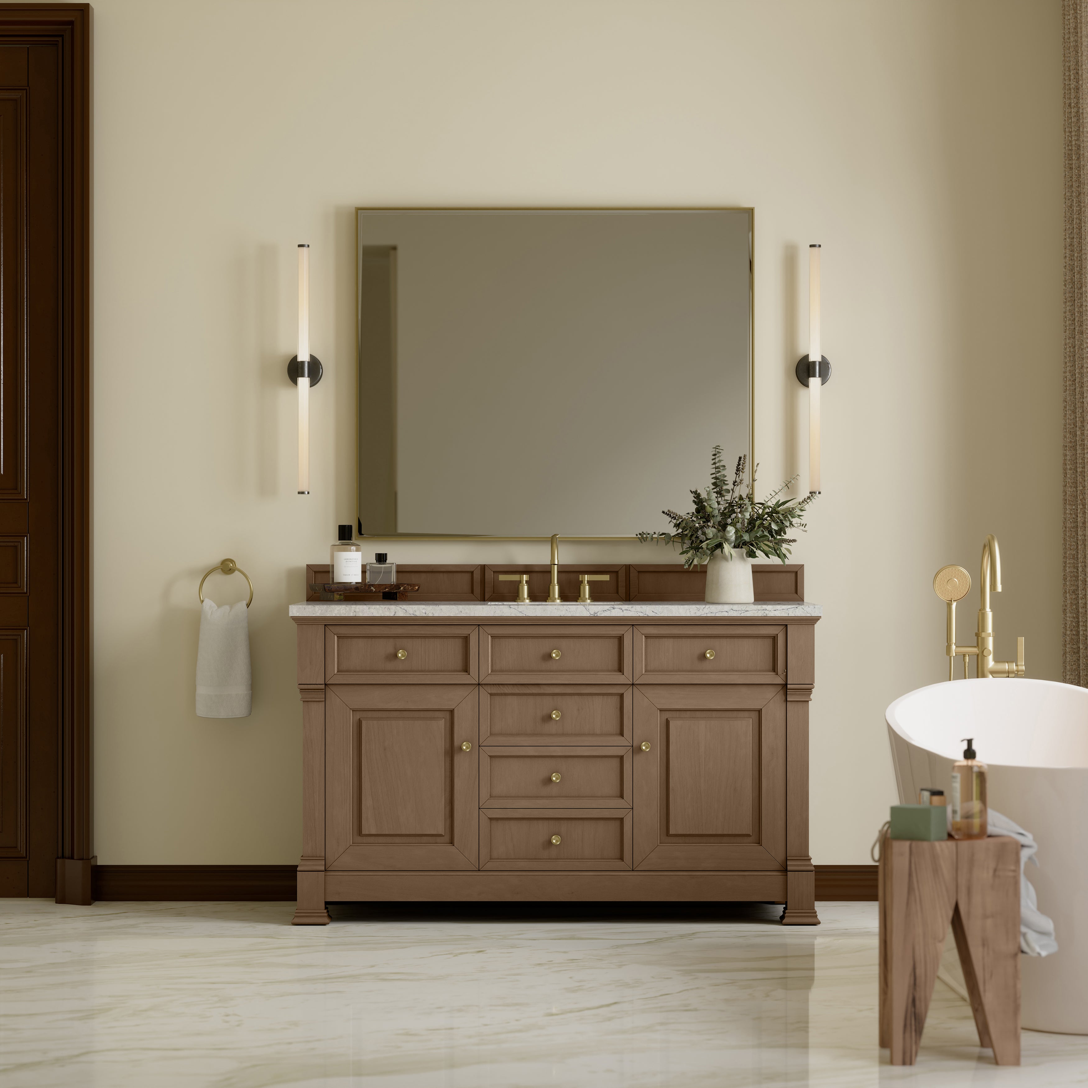 James Martin Brookfield 60" Single Vanity in Pecan with 3cm Countertop