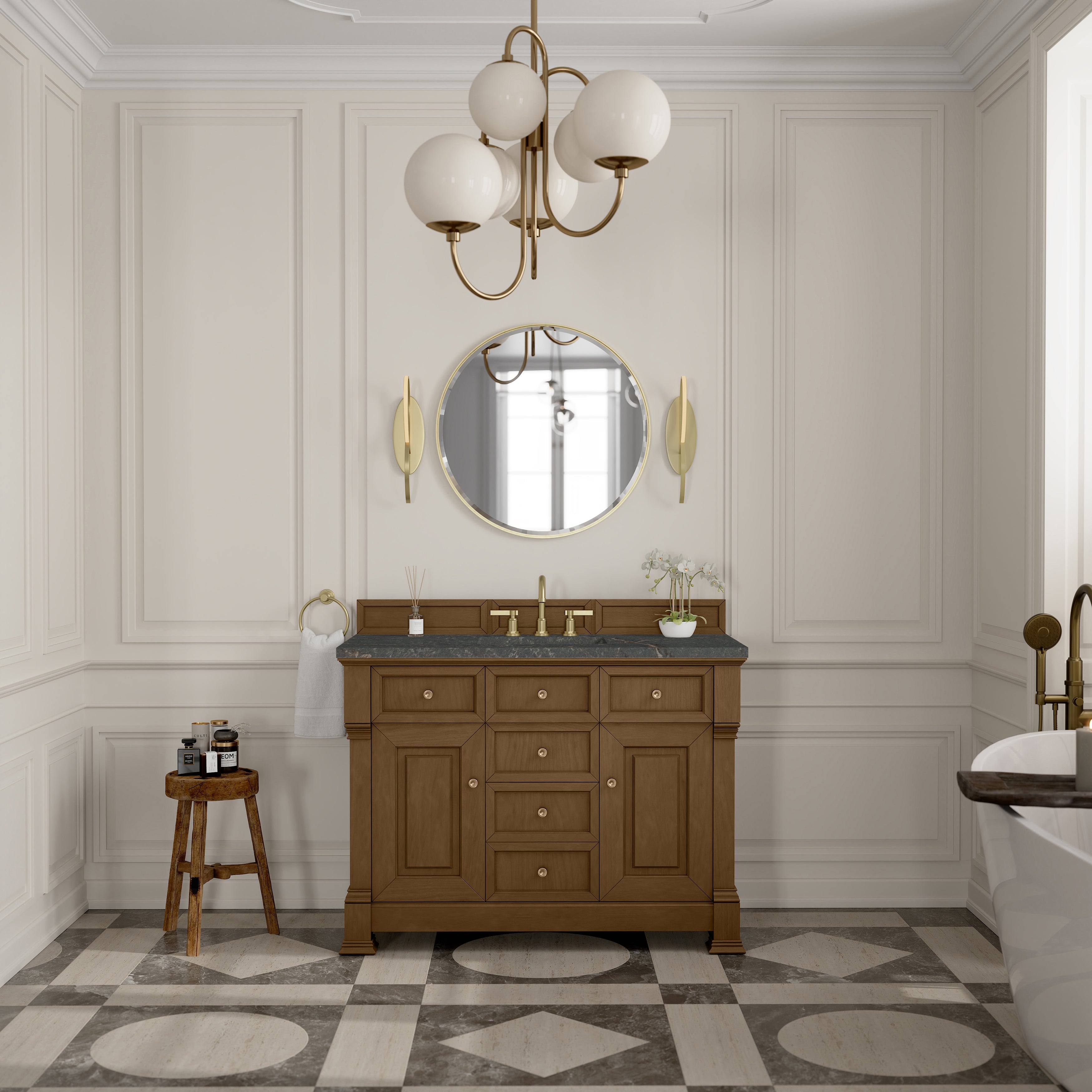 James Martin Brookfield 48" Single Vanity in Honey Oak with 3cm Countertop and FreePower Wireless Charger