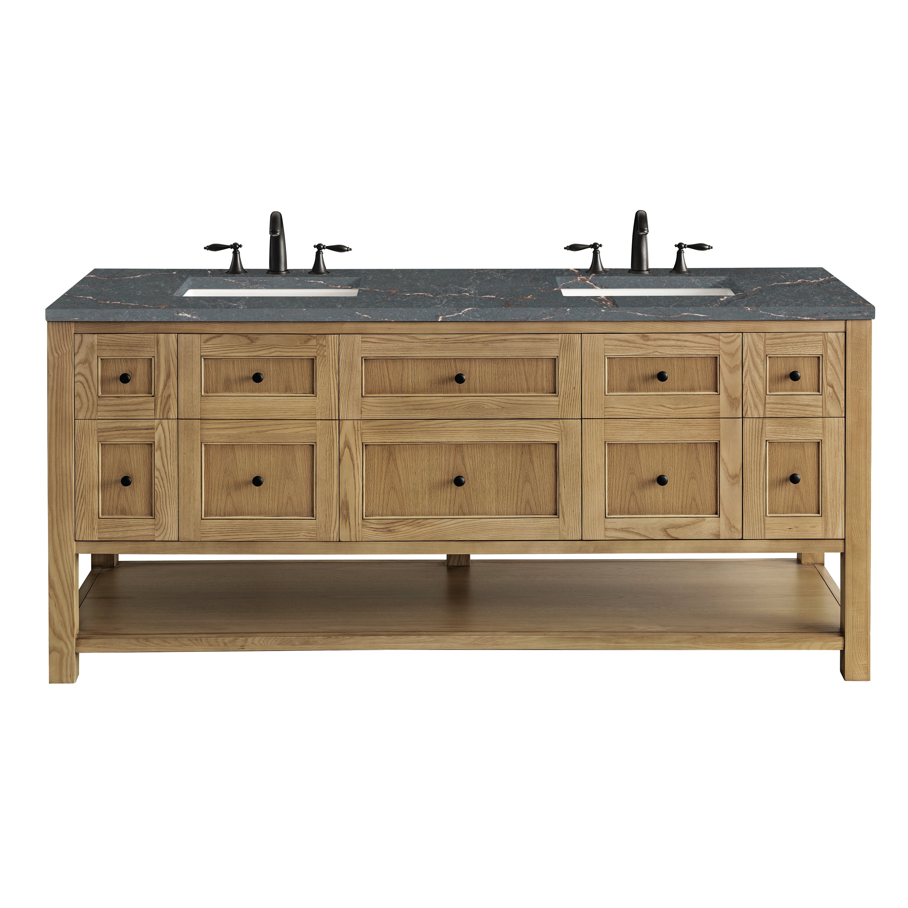 James Martin Breckenridge 72" Double Vanity in Light Natural Oak with 3cm Countertop and FreePower Wireless Charger
