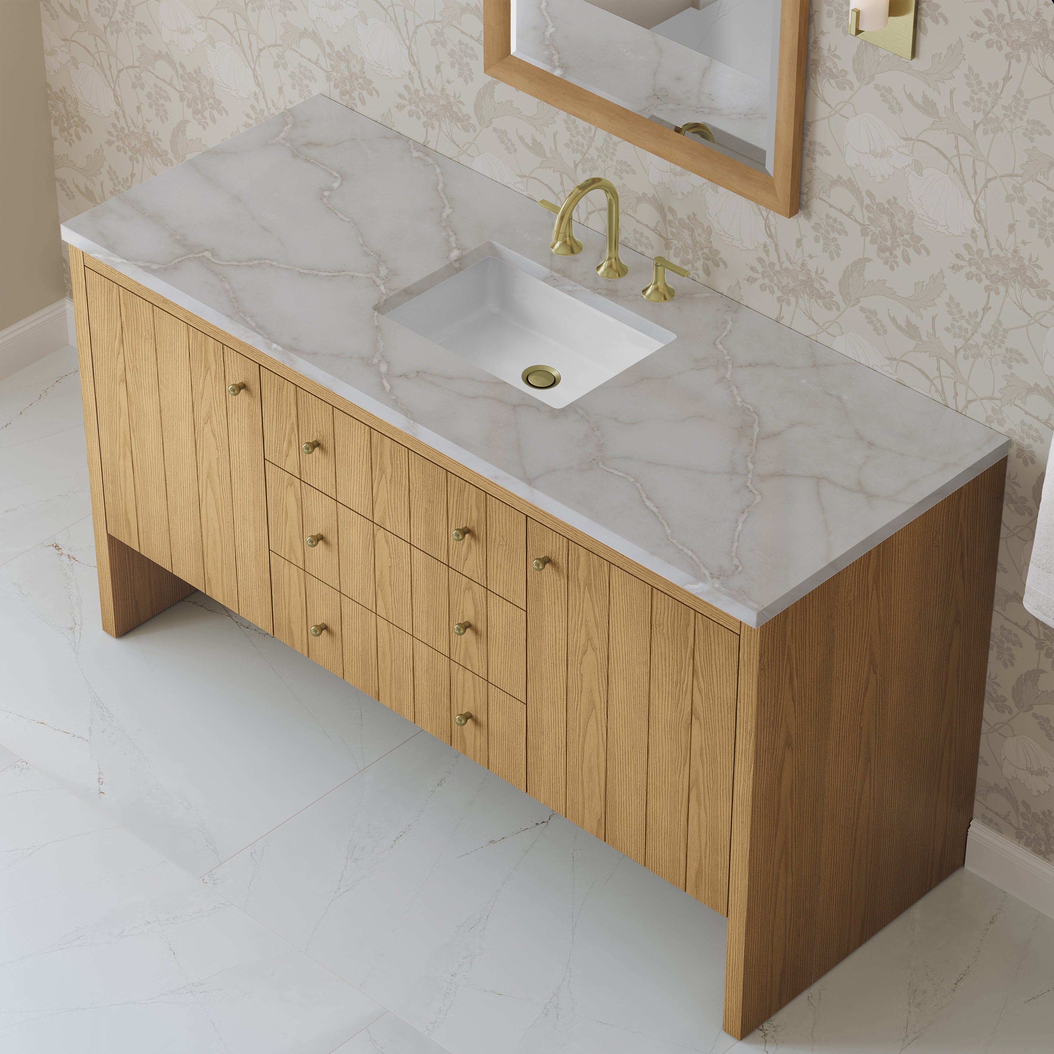 James Martin Hudson 60" Single Vanity in Light Natural Oak with 3cm Countertop