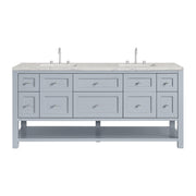 James Martin Breckenridge 72" Double Vanity in Serenity Blue with 3cm Countertop and FreePower Wireless Charger