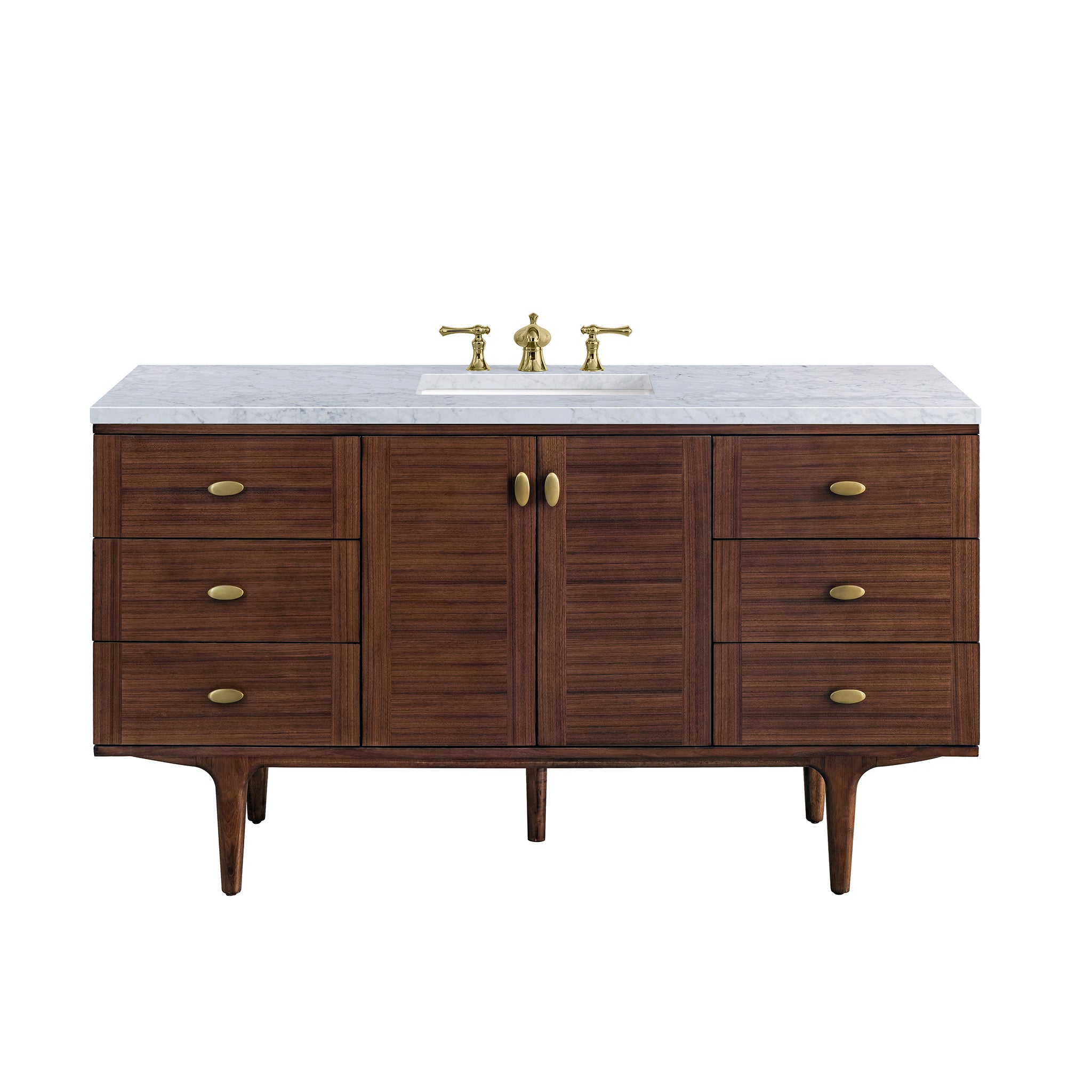 James Martin Amberly 60" Single Vanity in Mid-Century Walnut with 3cm Countertop