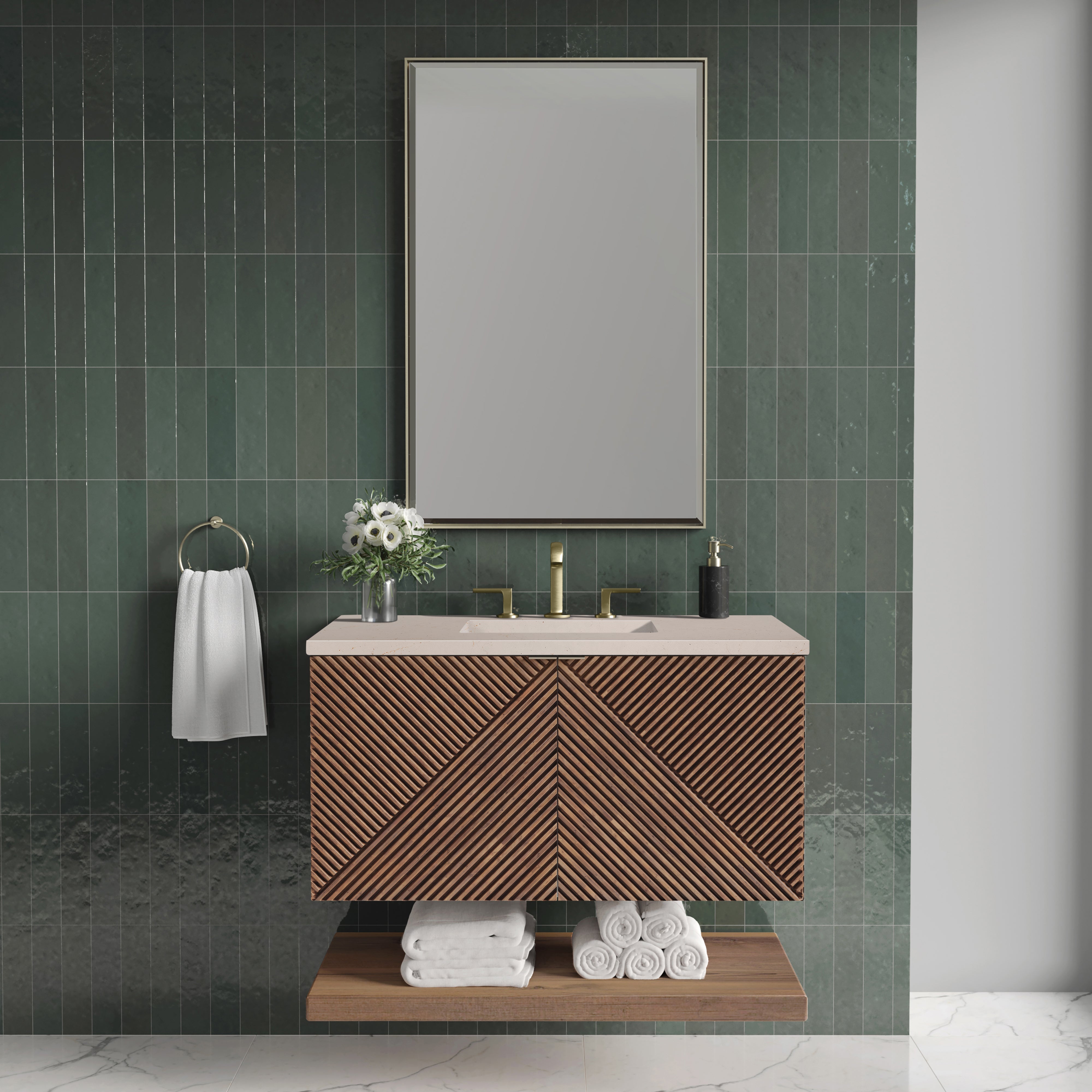 James Martin Marcello 36" Single Vanity in Chestnut with 3cm Countertop