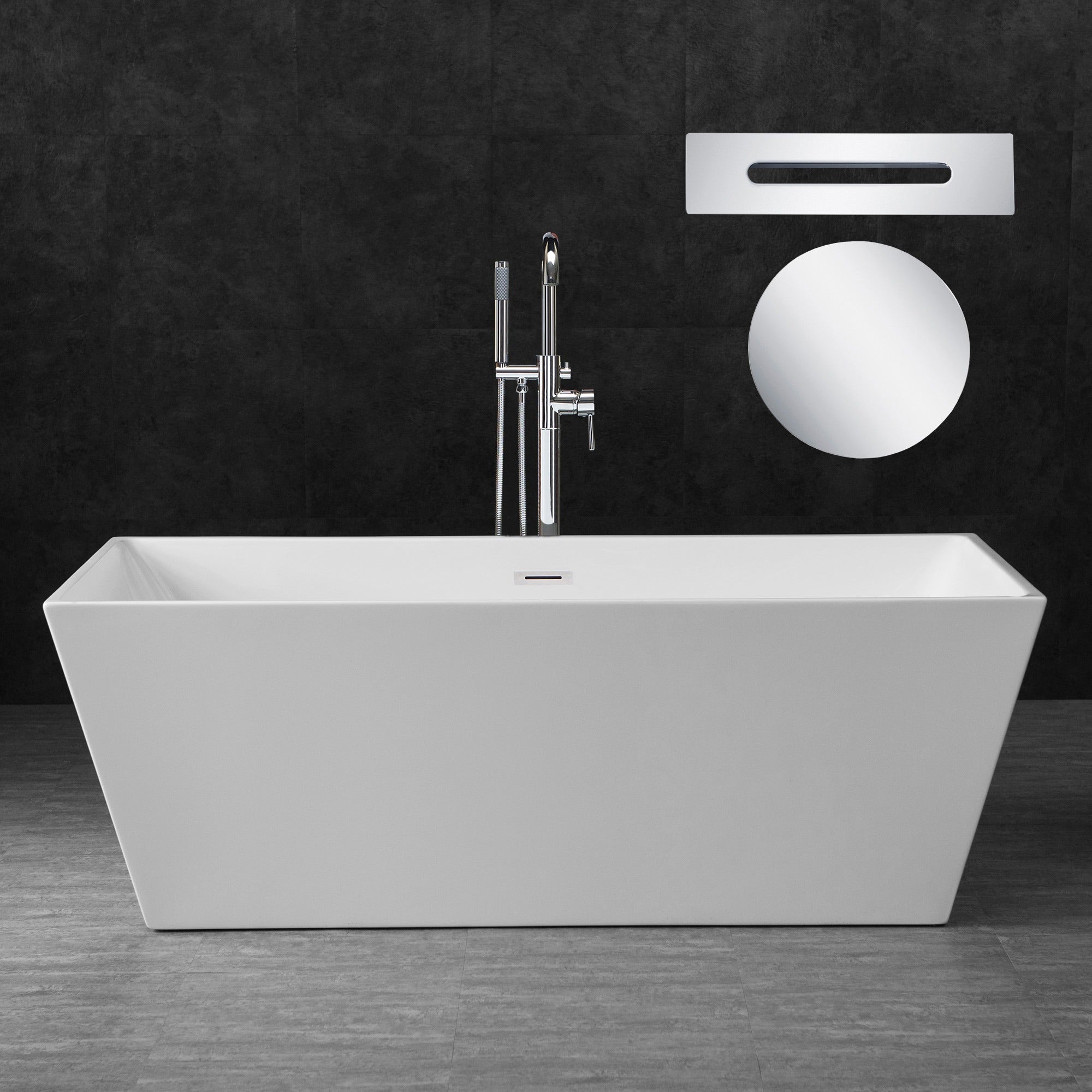 WOODBRIDGE 67" Acrylic Freestanding Bathtub Contemporary Soaking Tub with Drain & Overflow, B0003