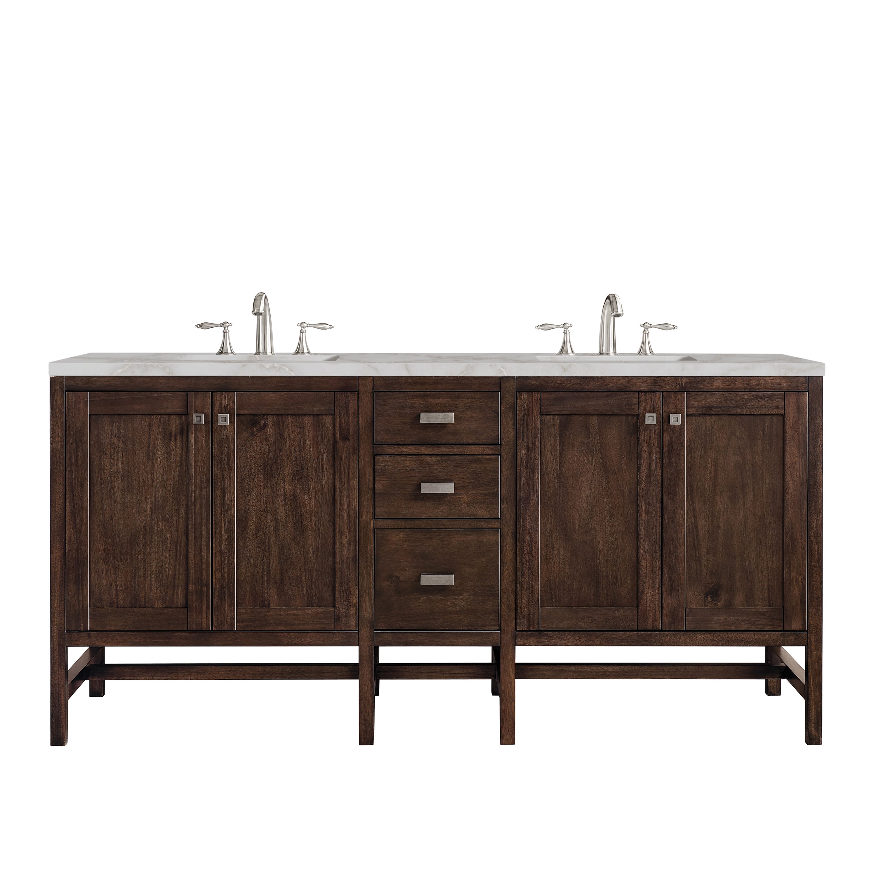 James Martin Addison 72" Double Vanity in Mid-Century Acacia with 3cm Countertop
