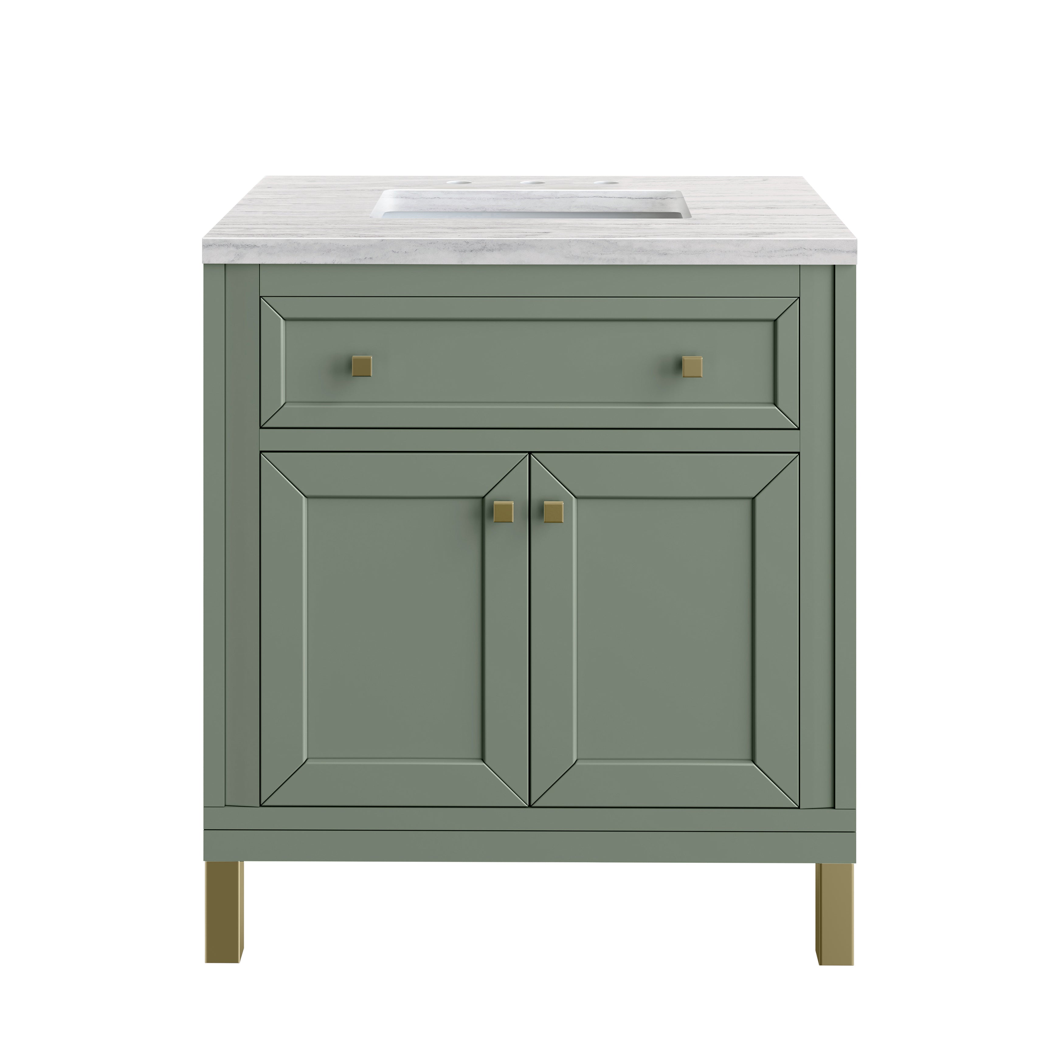 James Martin Chicago 30" Single Vanity in Smokey Celadon with 3cm Countertop